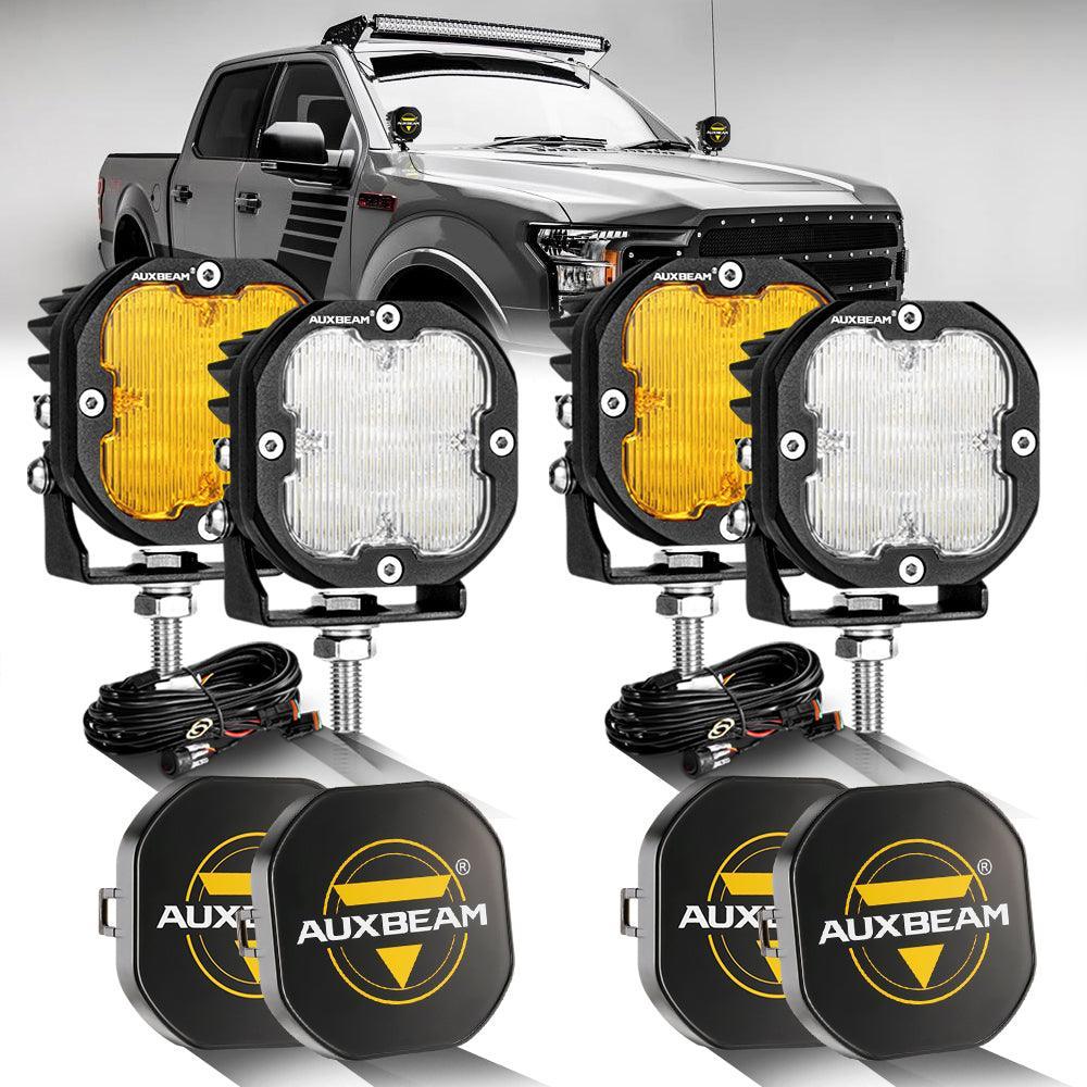 3 Inch 80W 9600LM LED Pods Lights White&Amber for FORD