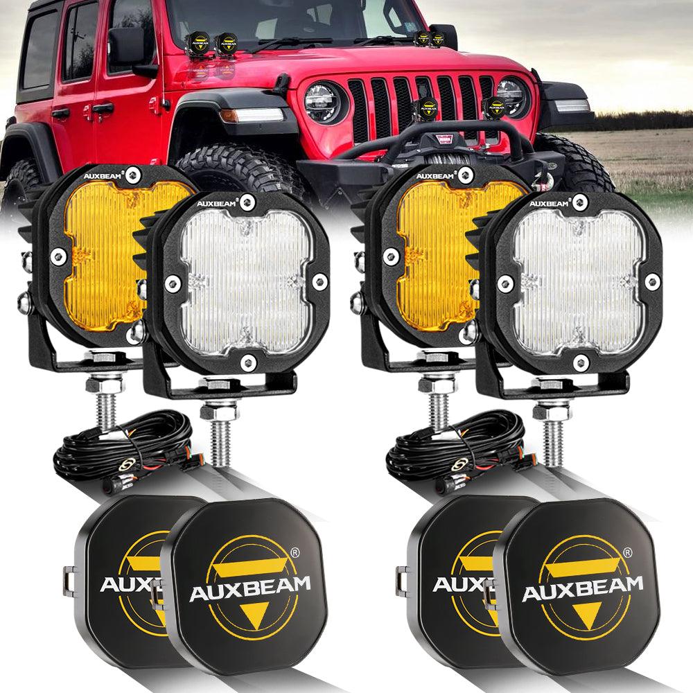 3 Inch 80W 9600LM LED Pods Lights White&Amber for JEEP