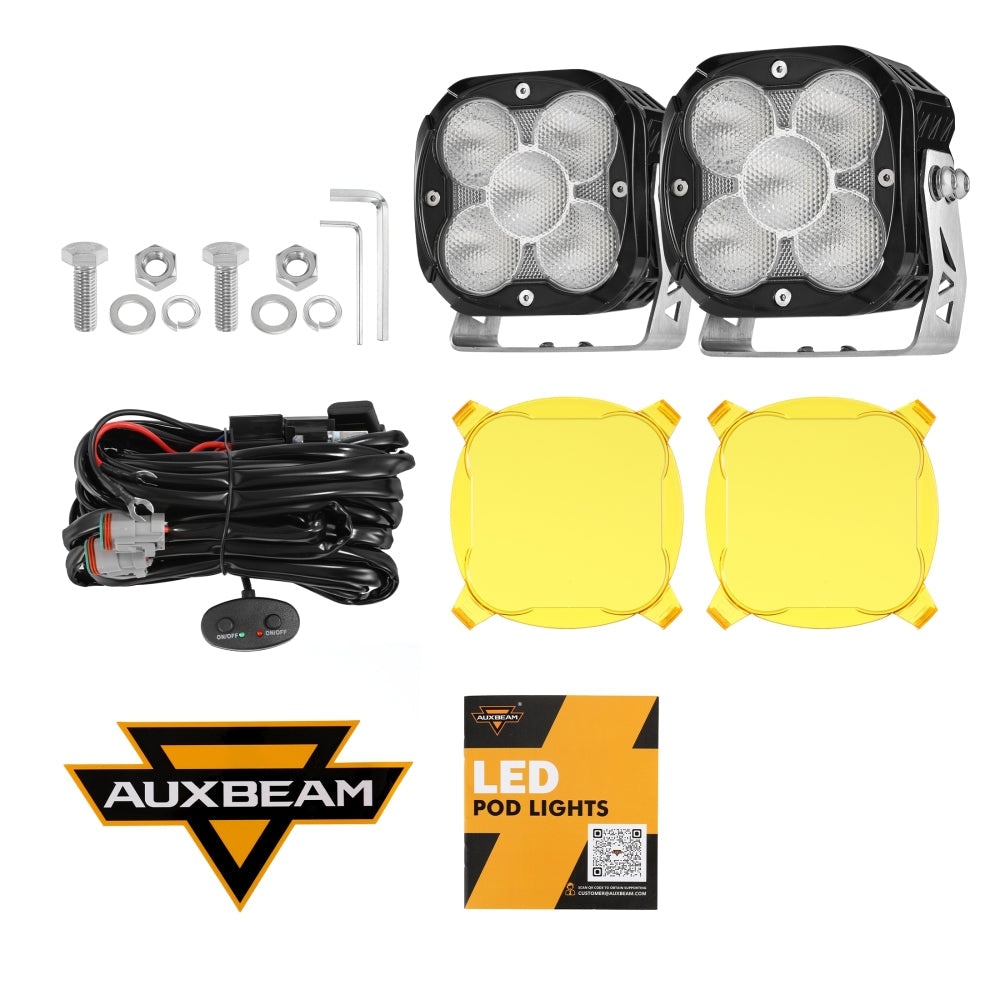 XP-ULTRA Series 4.5 Inch Flood Beam LED Pod Lights Off Road Lights with Amber Backlight