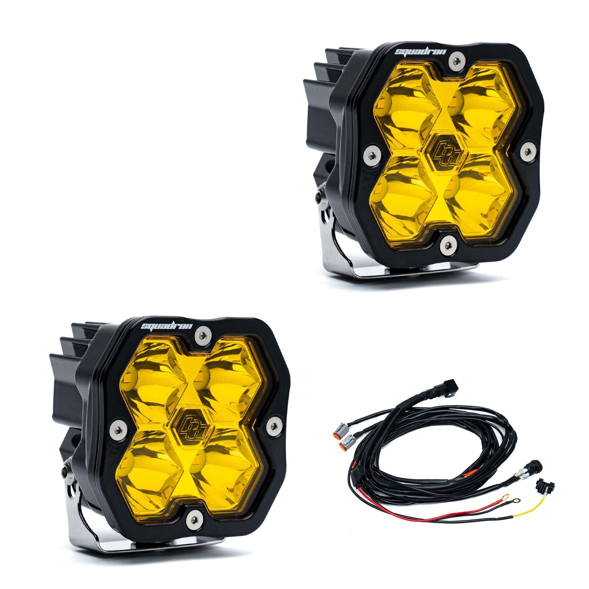 Squadron 2.0 Sport Black LED Auxiliary Light Pod Pair Universal Baja Amber Spot Baja Designs