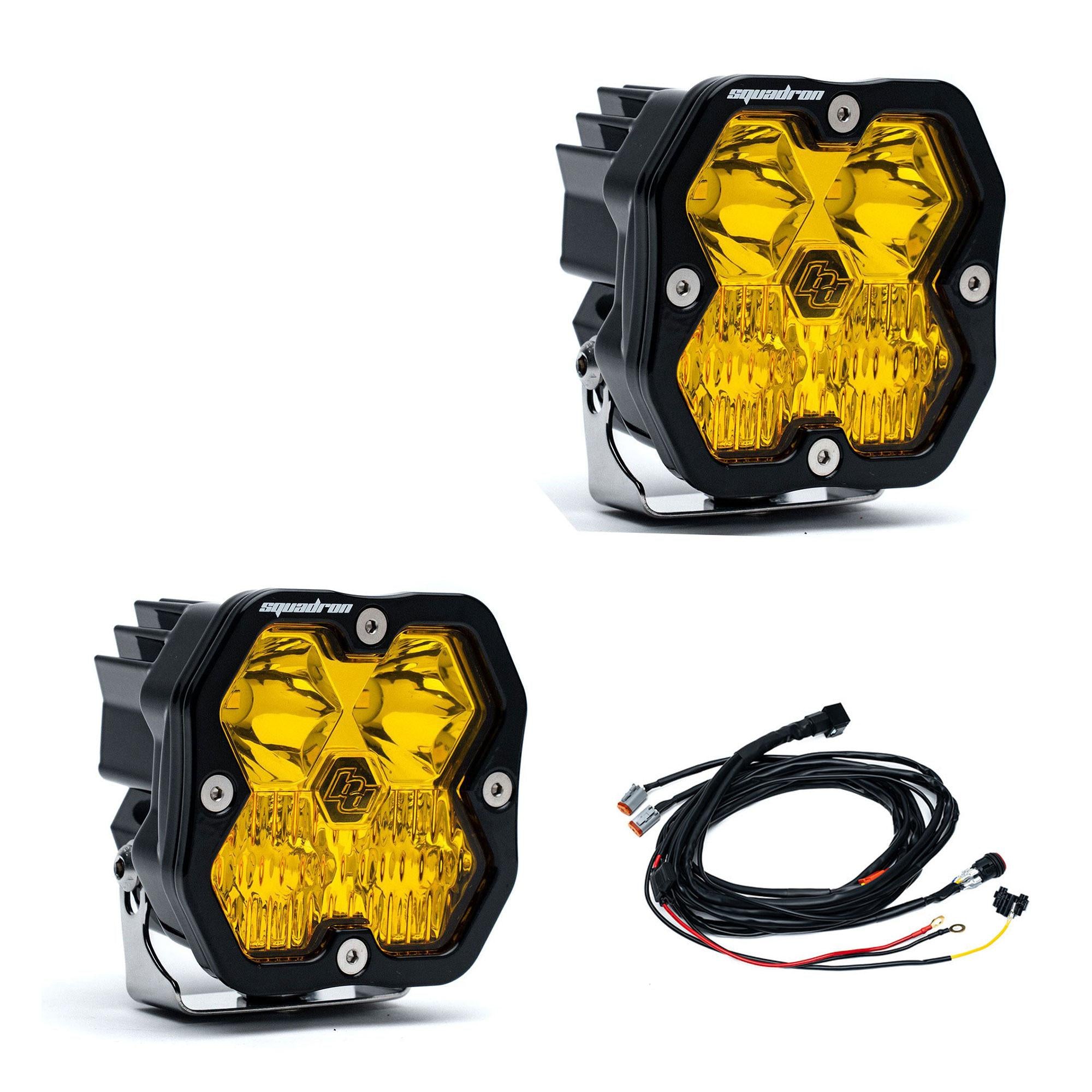 Squadron 2.0 Sport Black LED Auxiliary Light Pod Pair Universal Baja Amber Driving/Combo Baja Designs