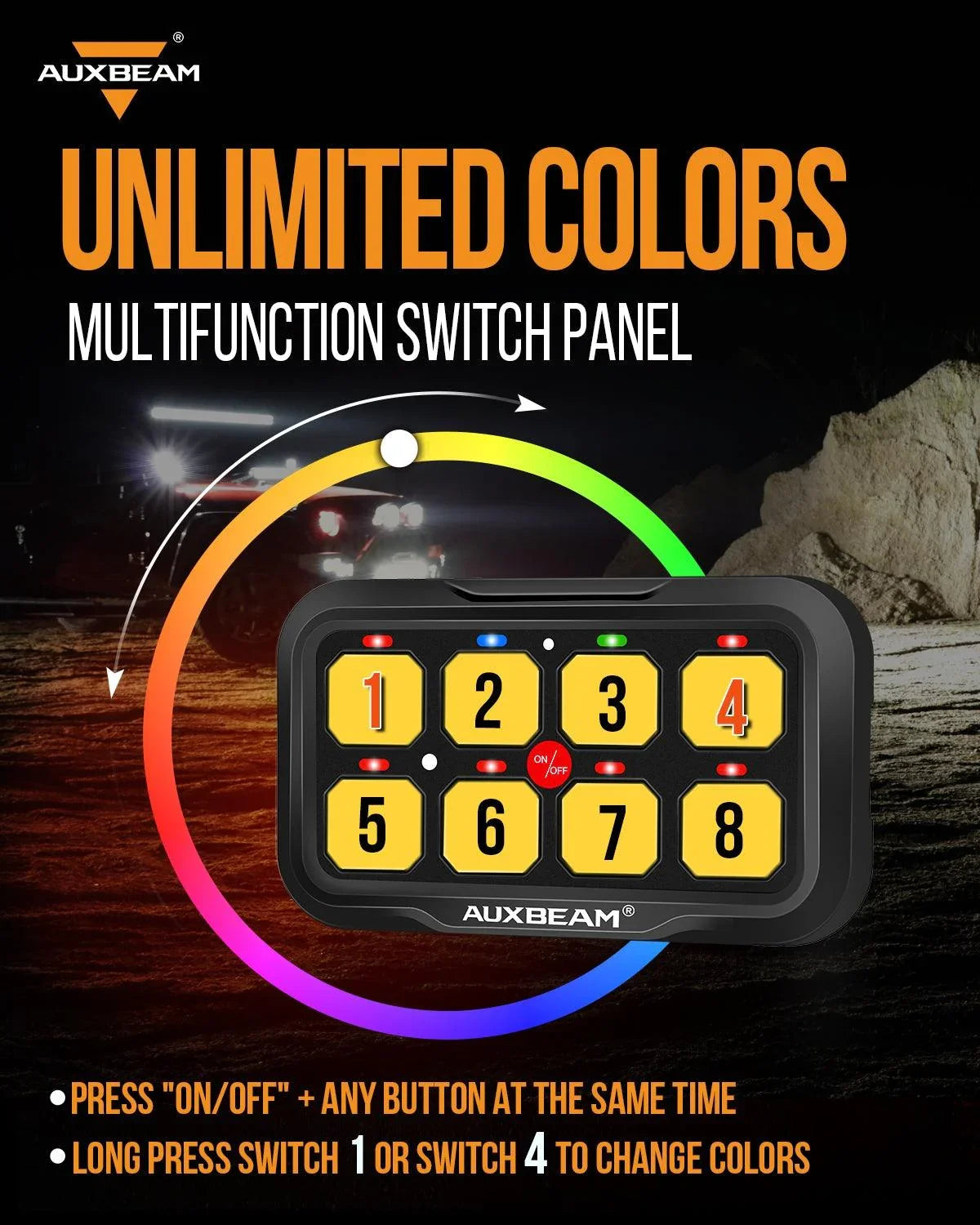 RGB Series 4/6/8/12 Gang LED Switch Panel,Off Road Light Controller