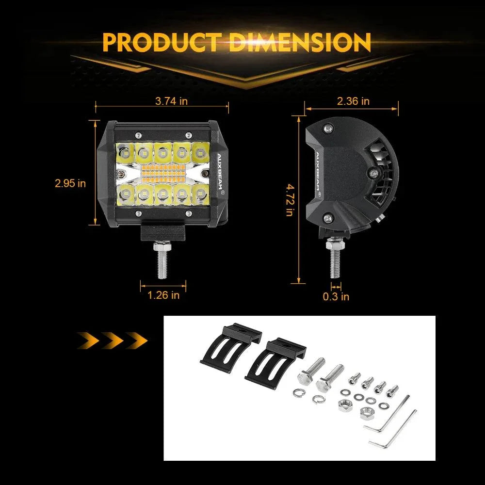 4 Inch 6 Modes White&Amber LED Working Light LED Pods with A-Pillar Mounting Bracket For Ford Bronco 2/4 Door 2021 2022