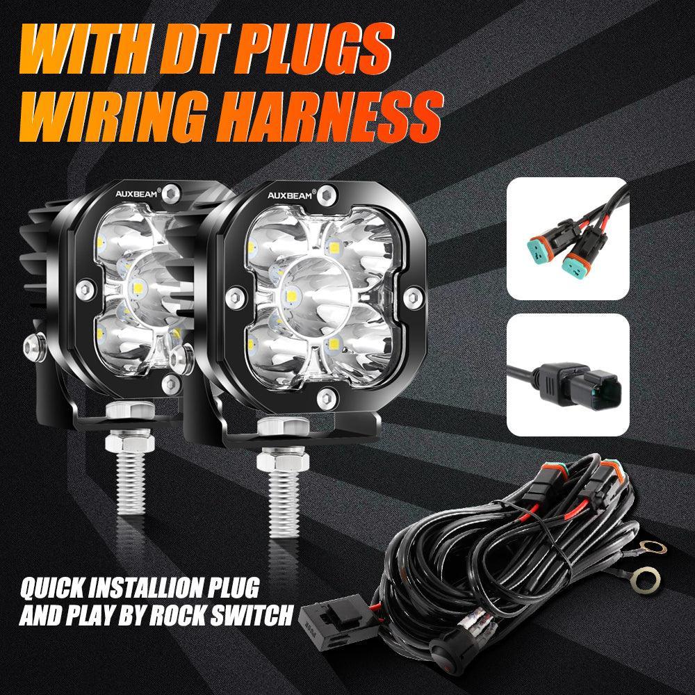 3 Inch 80W 9600LM LED Pods Lights White&Amber for JEEP