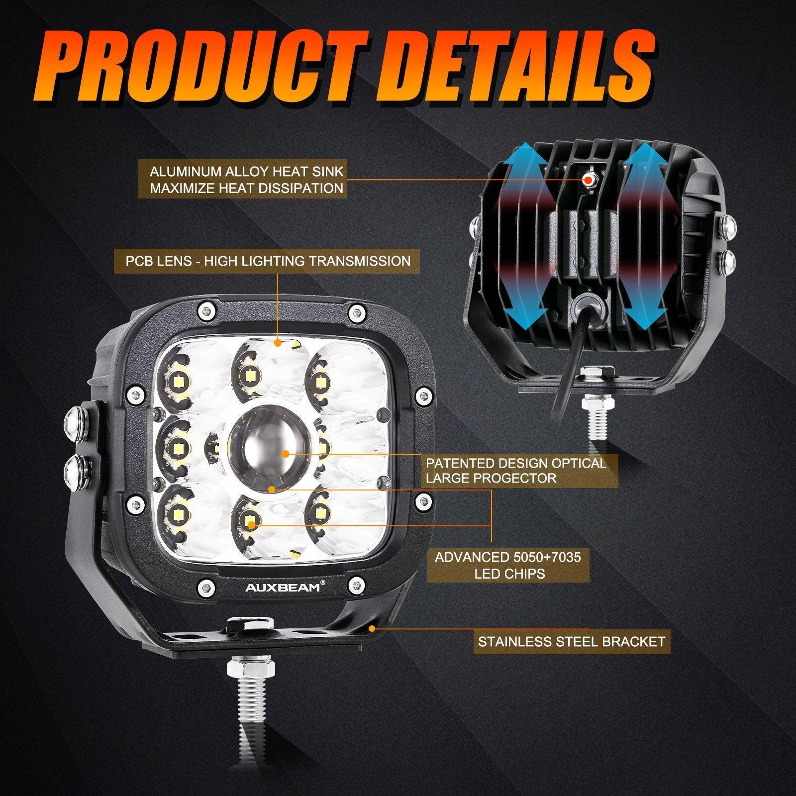 5 Inch 110W White/Amber Spot Light LED Driving Lights for Dodge Ram 1500/2500/3500