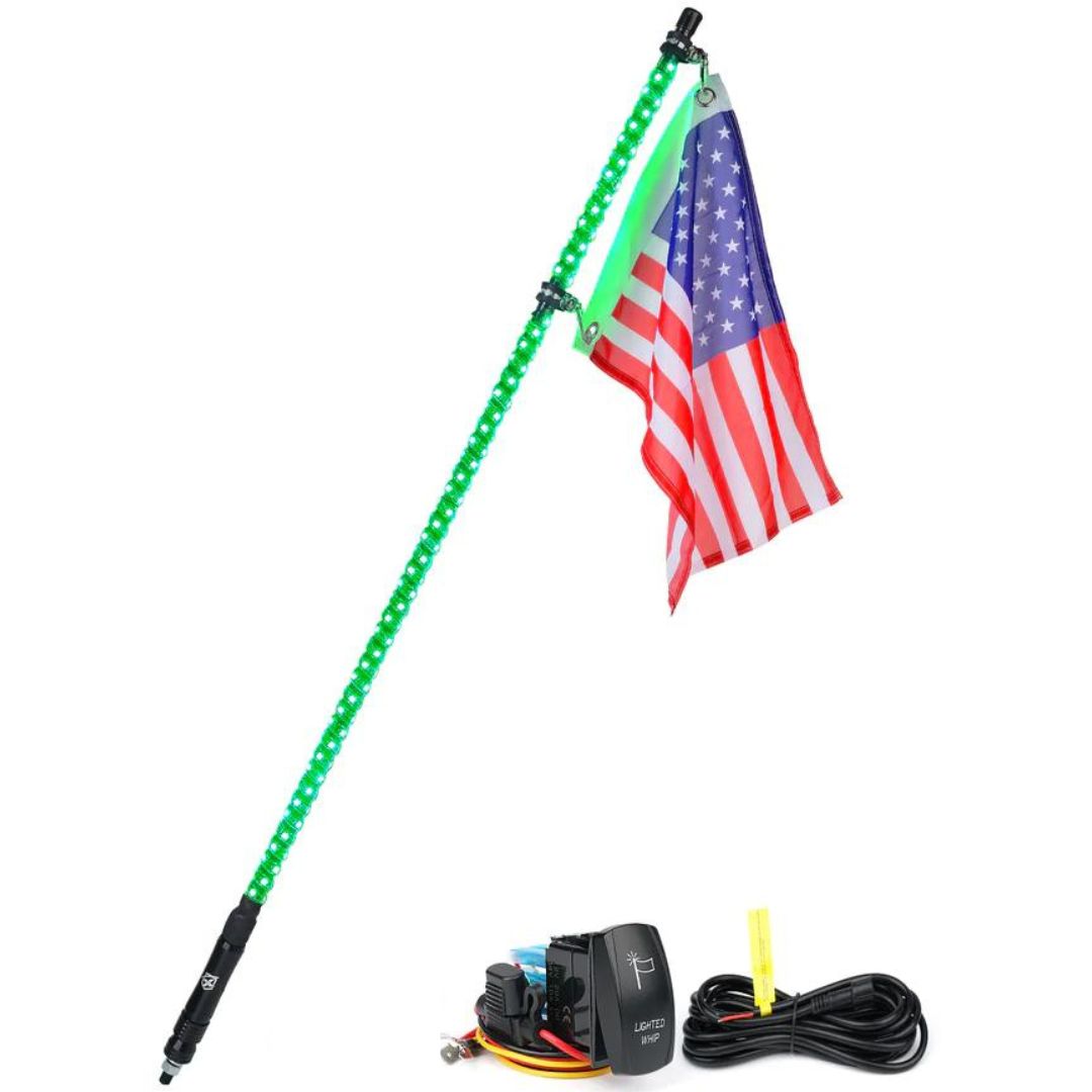Xprite Spiral RGB LED Whip Lights – Off-Road Flag Pole Chase Lights for UTV, ATV, Polaris RZR | Twister Series