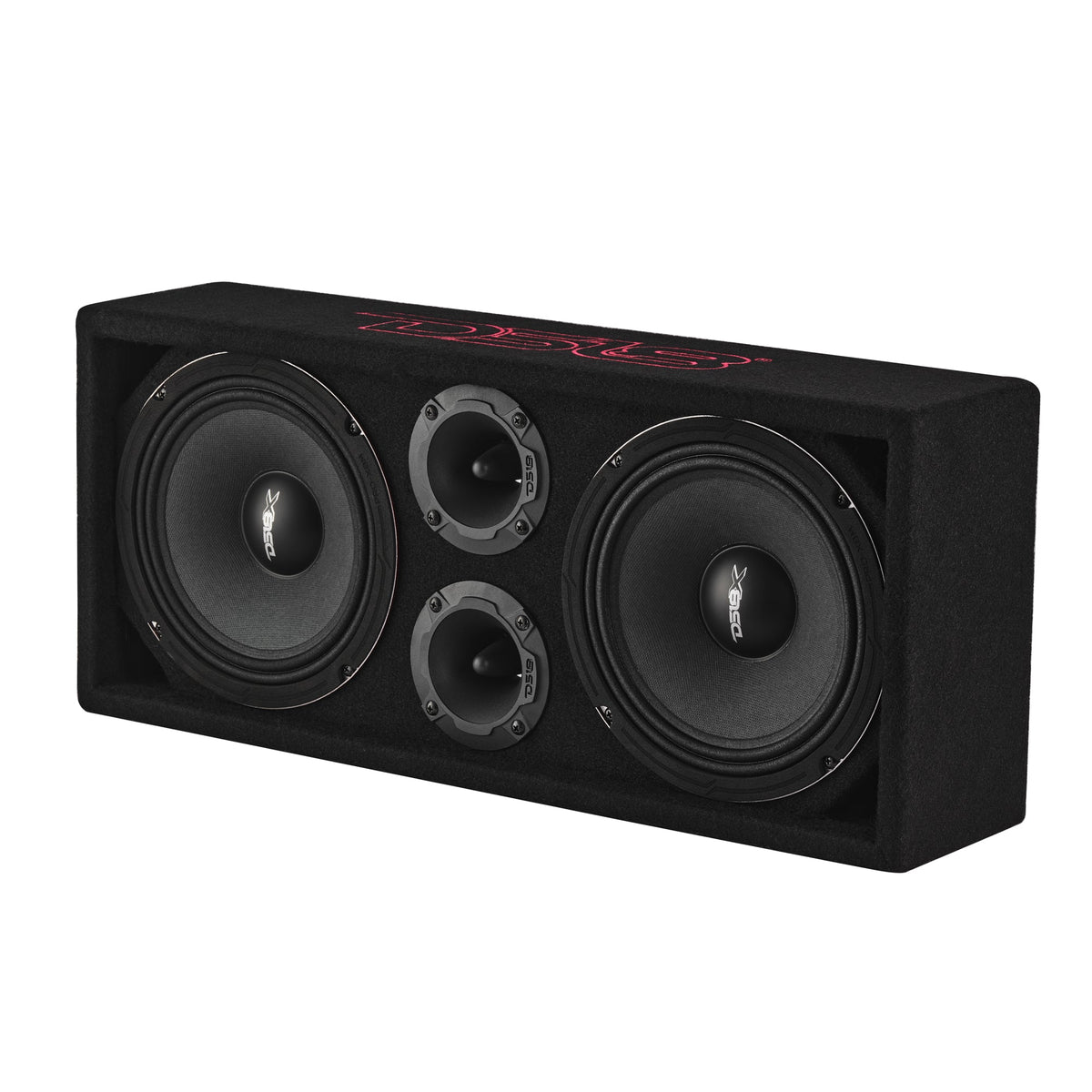 Loaded Voceteo Enclosure with Dual 8" Speakers, Dual 3.78" Tweeters, Amplifier & Speakon Cable
