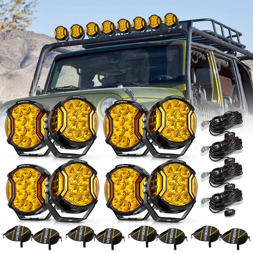 V-ULTRA Series 3/5/7/9 Inch LED Side Shooter Amber/White Pod Lights with Amber DRL