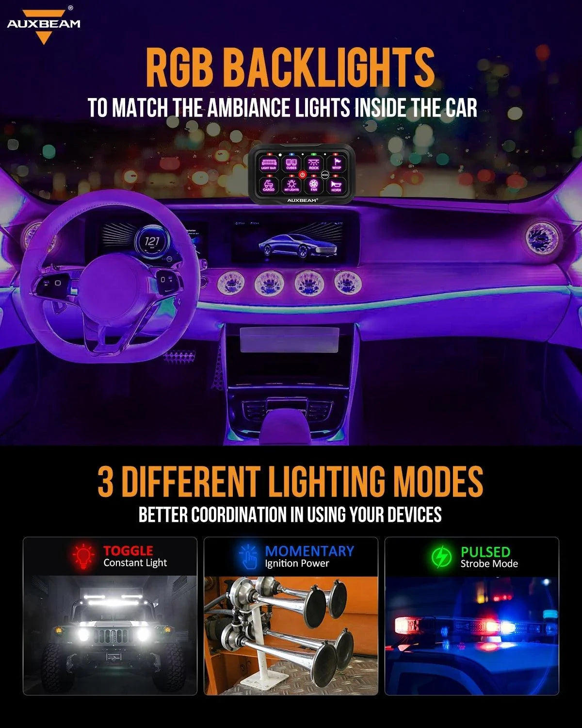 RC Series 8 Gang (RC-800) RGB Switch Panel with Remote Controller, Toggle/ Momentary/ Pulsed Mode Supported(One-Sided Outlet)
