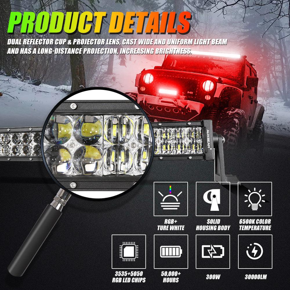New 52 Inch V-PRO Series Curved RGBW Color Changing Off Road Led Light Bar