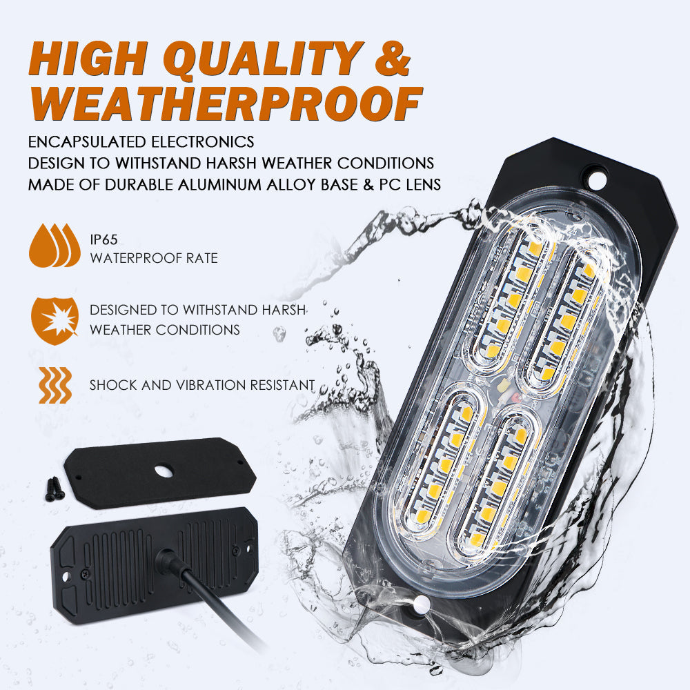 Xprite LED Surface Mount Strobe Lights Waterproof Grille Emergency Lights for Trucks Work Vehicles and SUVs