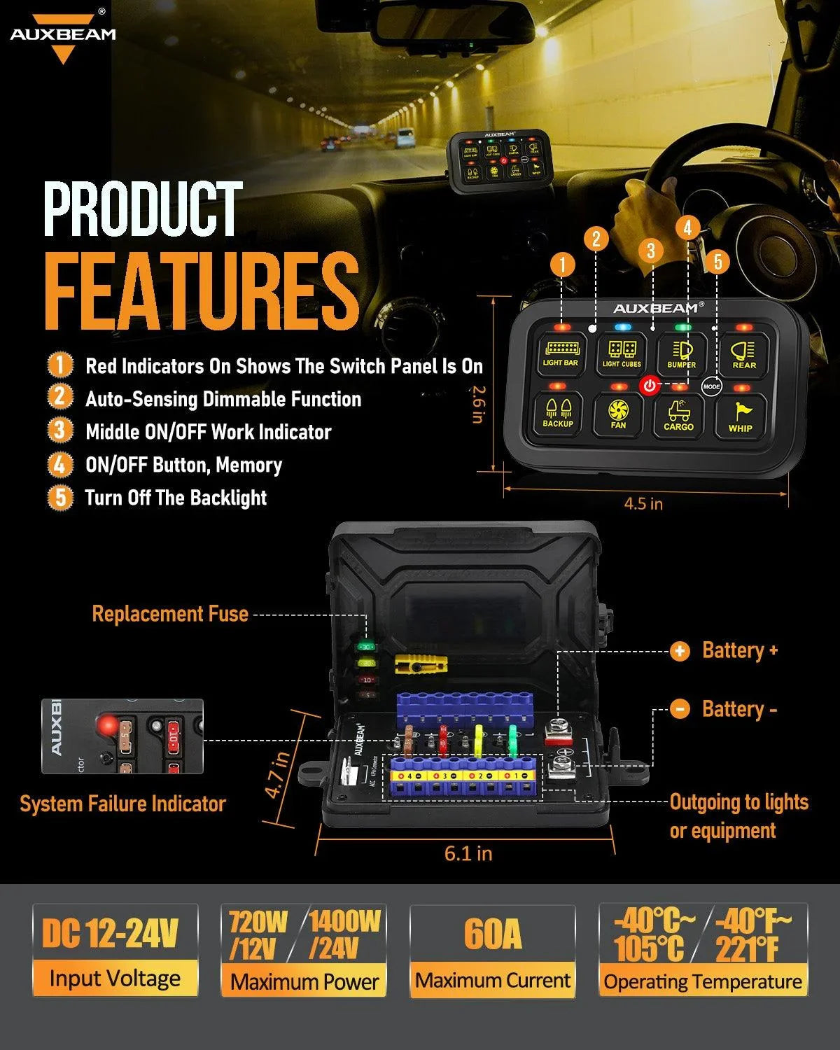 RGB Series 8 Gang (RB80) Switch Panel, Toggle/ Momentary/ Pulsed Mode Supported (Two-Sided Outlet)