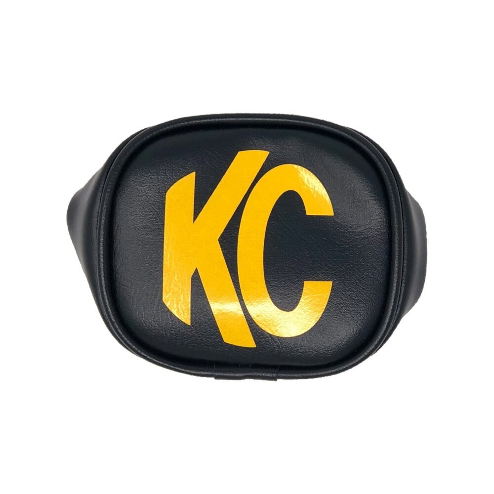 3" Soft Vinyl Cover - Round - Pair - Black / Yellow KC Logo - # 5303
