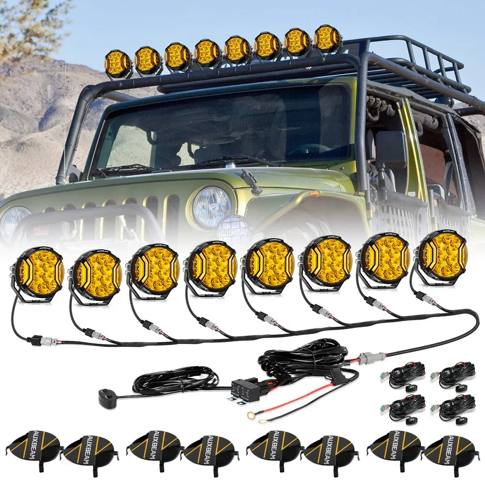 V-ULTRA Series 3/5/7/9 Inch LED Side Shooter Amber/White Pod Lights with Amber DRL