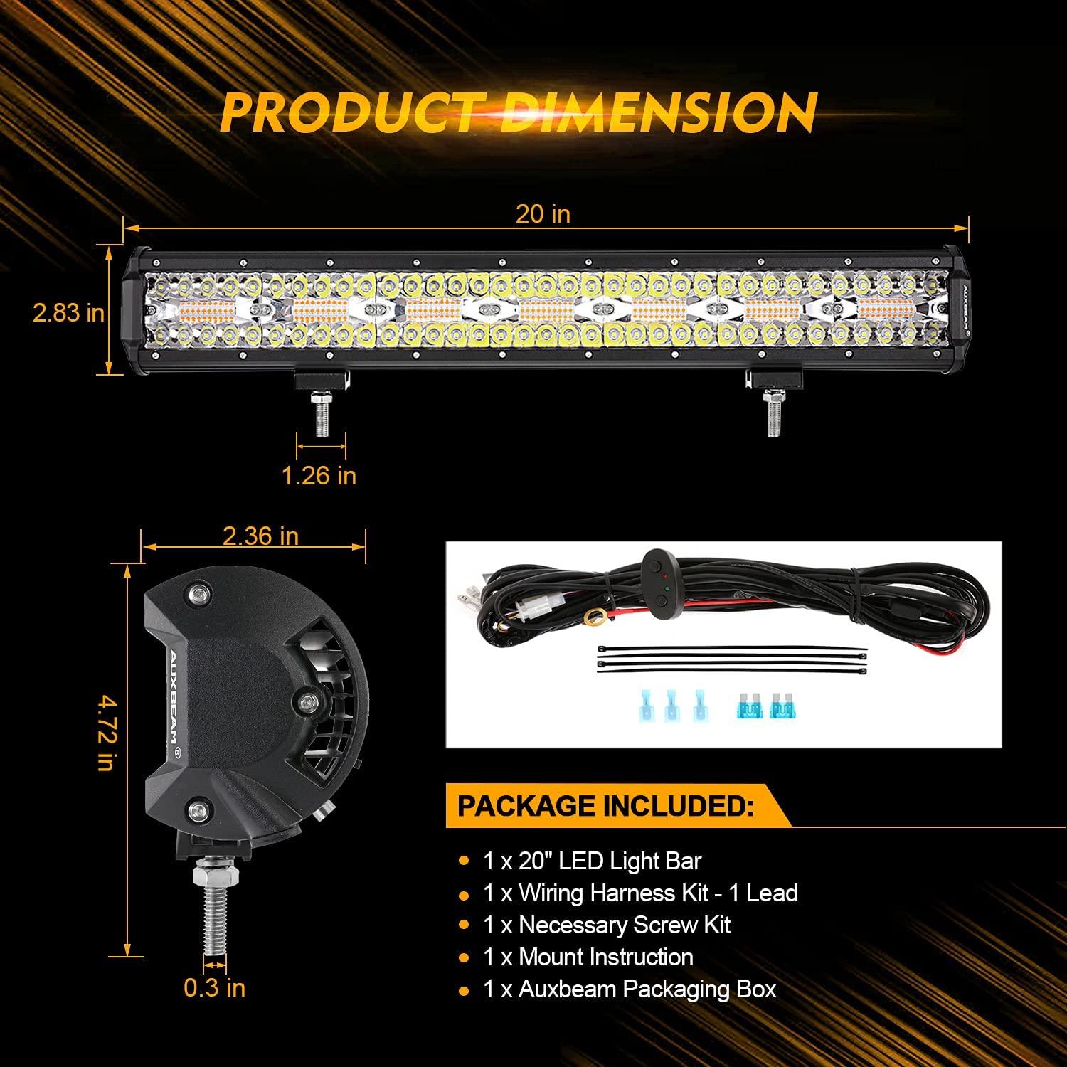 6 Modes Series 20 Inch White&Amber Off Road Led Light Bar