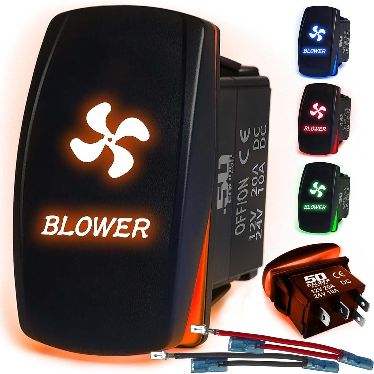 Waterproof Rocker Switch 12v ON/Off, LED Backlit with Etched Design w/Toggle Switch 12v - UTV, Auto, Boat 20A Variation