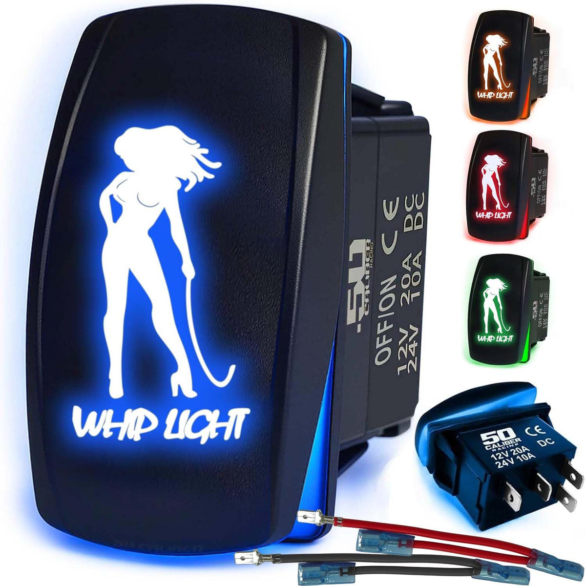 Waterproof Funny Rocker Switch 12v ON/Off, LED Backlit with Etched Design w/Toggle Switch 12v - UTV, Auto, Boat 20A Variation