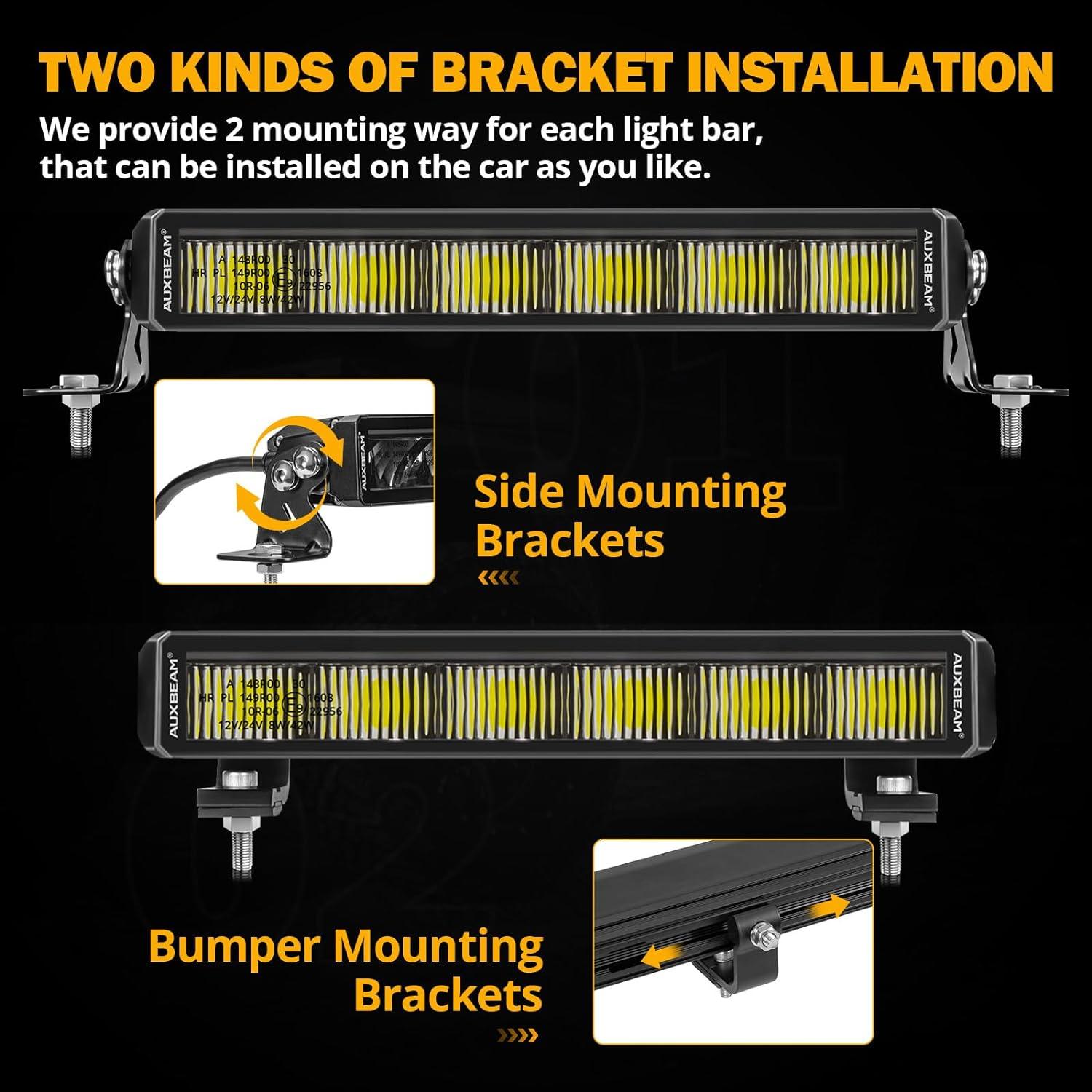 SP-DRL Series 12 Inch 68W 7440LM Single Row Off Road LED Light Bar With Amber&White DRL