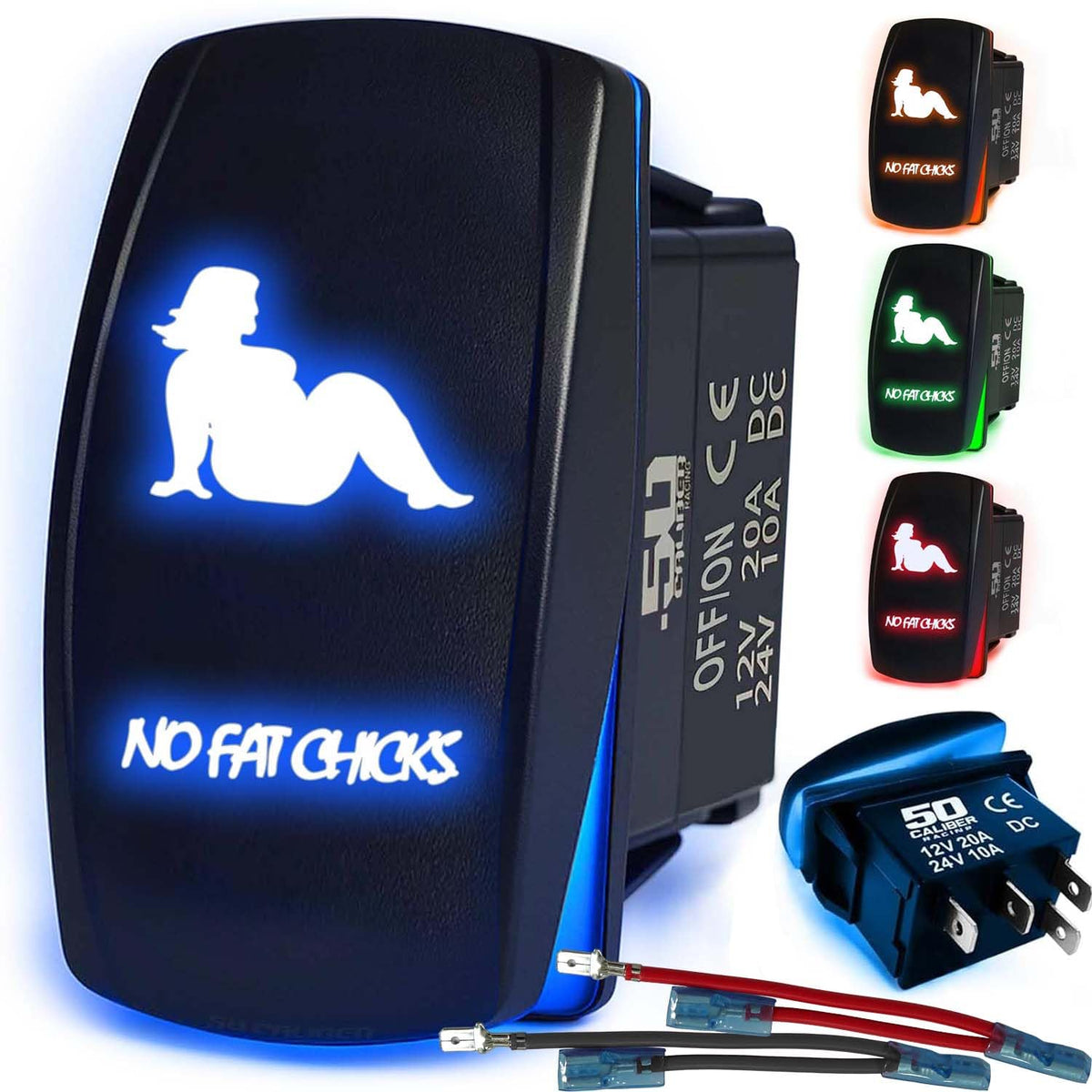 Waterproof Rocker Switch 12v ON/Off, LED Backlit with Etched Design w/Toggle Switch 12v - UTV, Auto, Boat 20A Variation