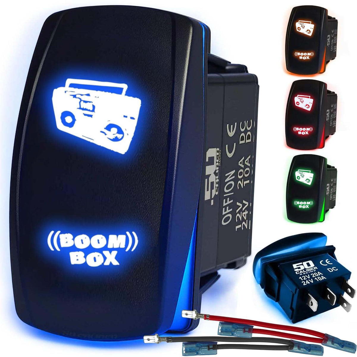 Waterproof Funny Rocker Switch 12v ON/Off, LED Backlit with Etched Design w/Toggle Switch 12v - UTV, Auto, Boat 20A Variation