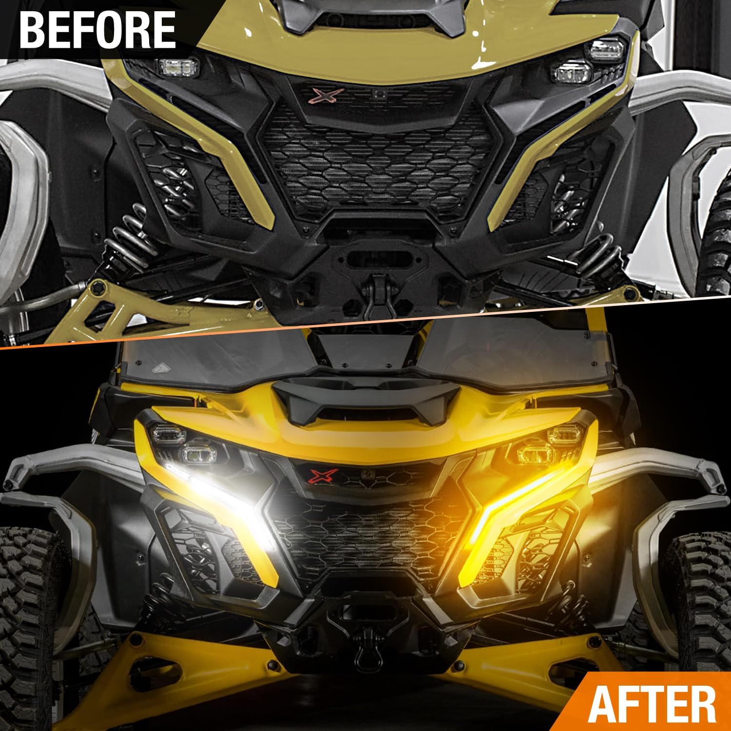 Tavaray LED Fang Lights for Can-Am Maverick R 2024-2026 White DRL Turn Signals