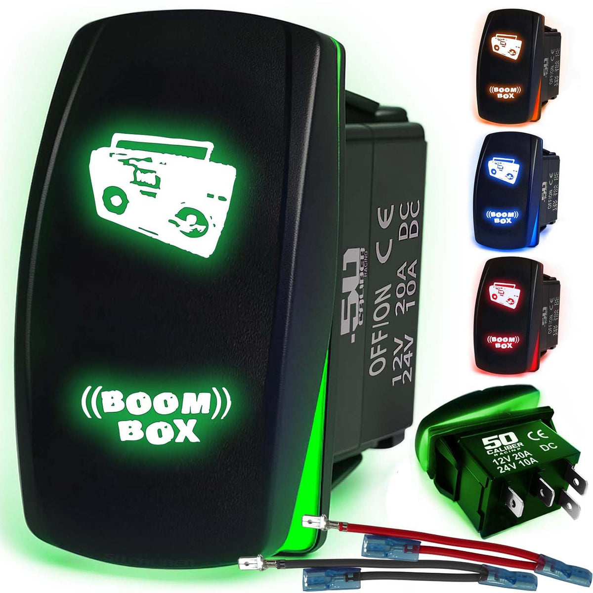 Waterproof Funny Rocker Switch 12v ON/Off, LED Backlit with Etched Design w/Toggle Switch 12v - UTV, Auto, Boat 20A Variation