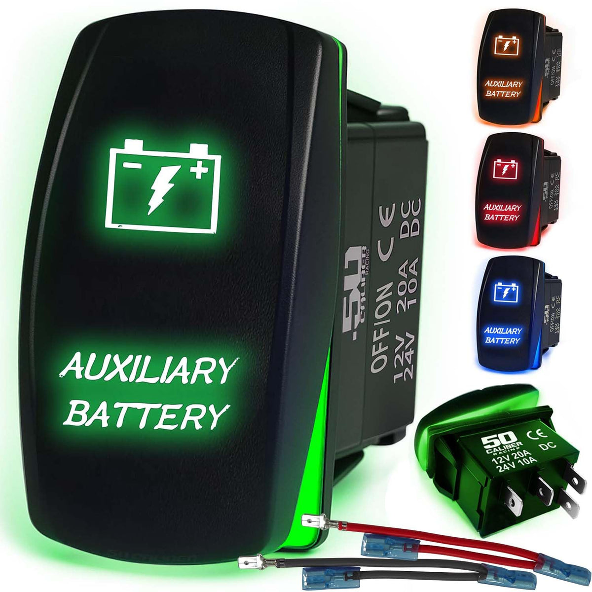 Waterproof Rocker Switch 12v ON/Off, LED Backlit with Etched Design w/Toggle Switch 12v - UTV, Auto, Boat 20A Variation