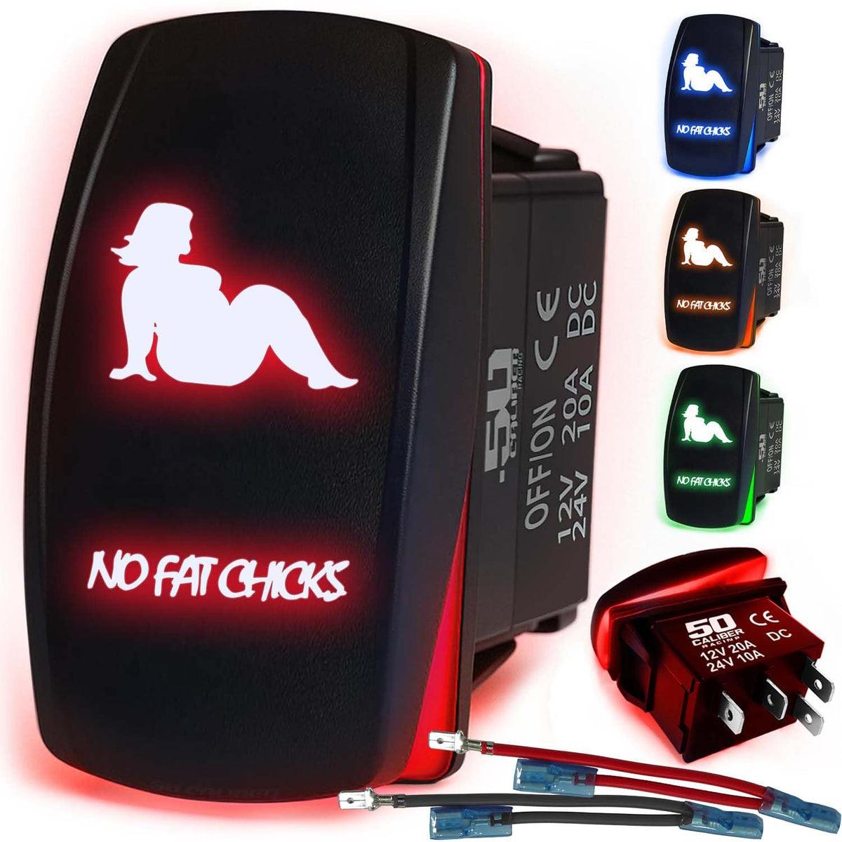 Waterproof Rocker Switch 12v ON/Off, LED Backlit with Etched Design w/Toggle Switch 12v - UTV, Auto, Boat 20A Variation