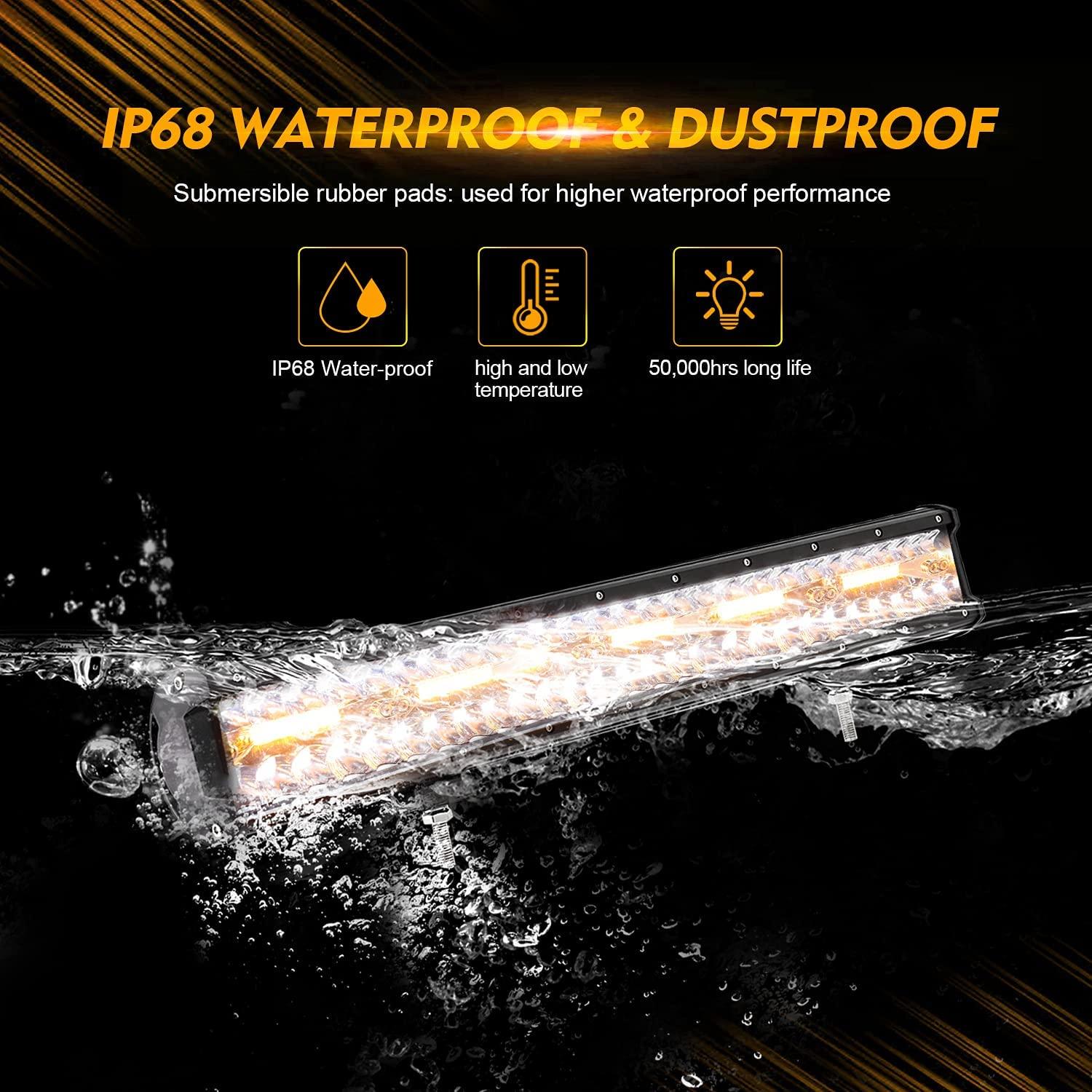 6 Modes Series 20 Inch White&Amber Off Road Led Light Bar