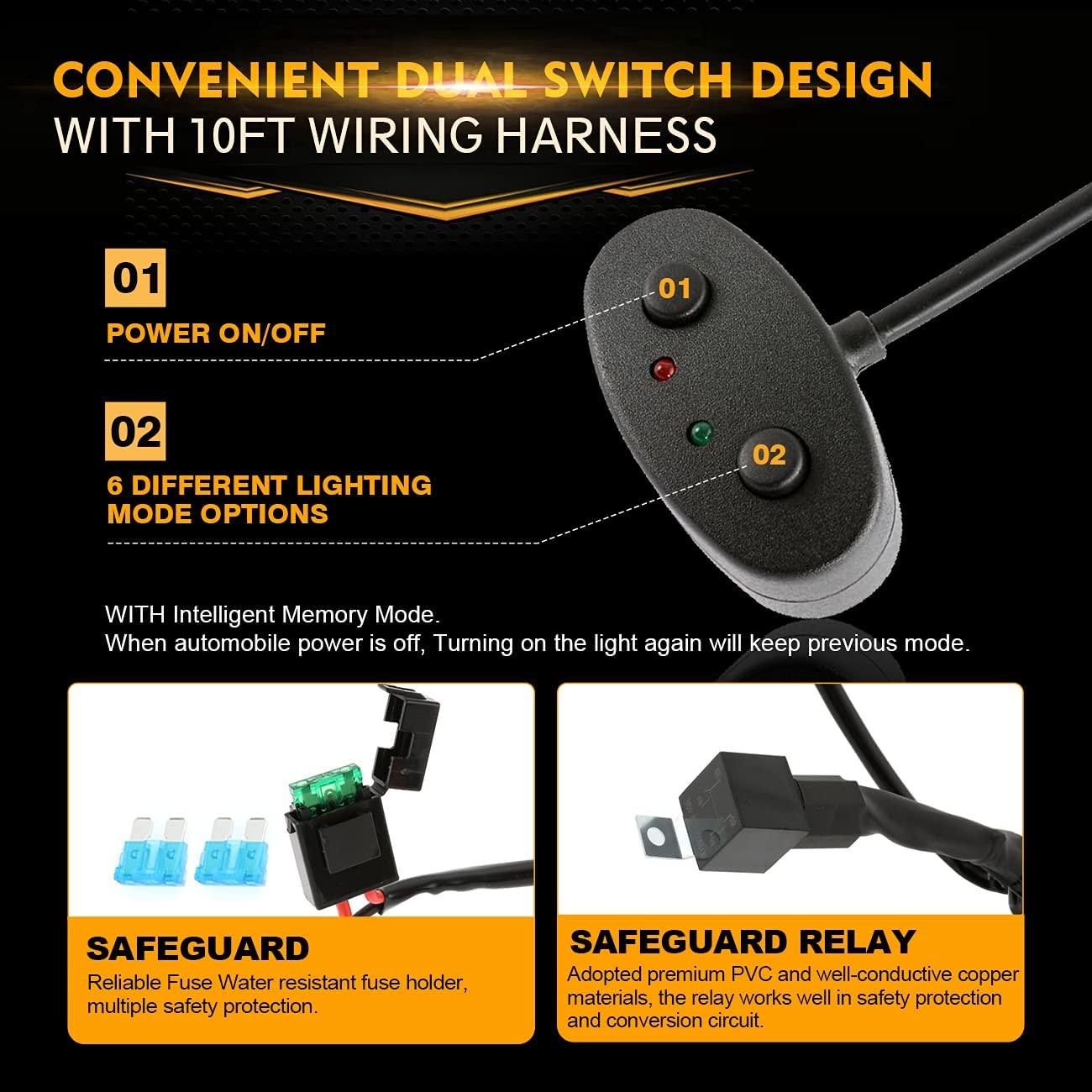 50 Inch 6 Modes White&Amber Curved Off Road Led Light Bar