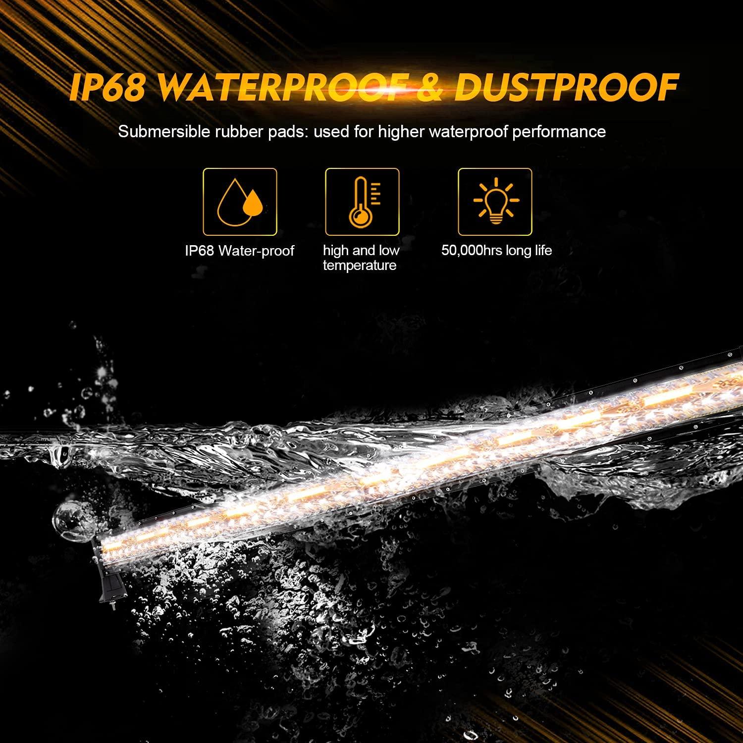 6 Modes Series 42 Inch White&Amber Curved Off Road Led Light Bar