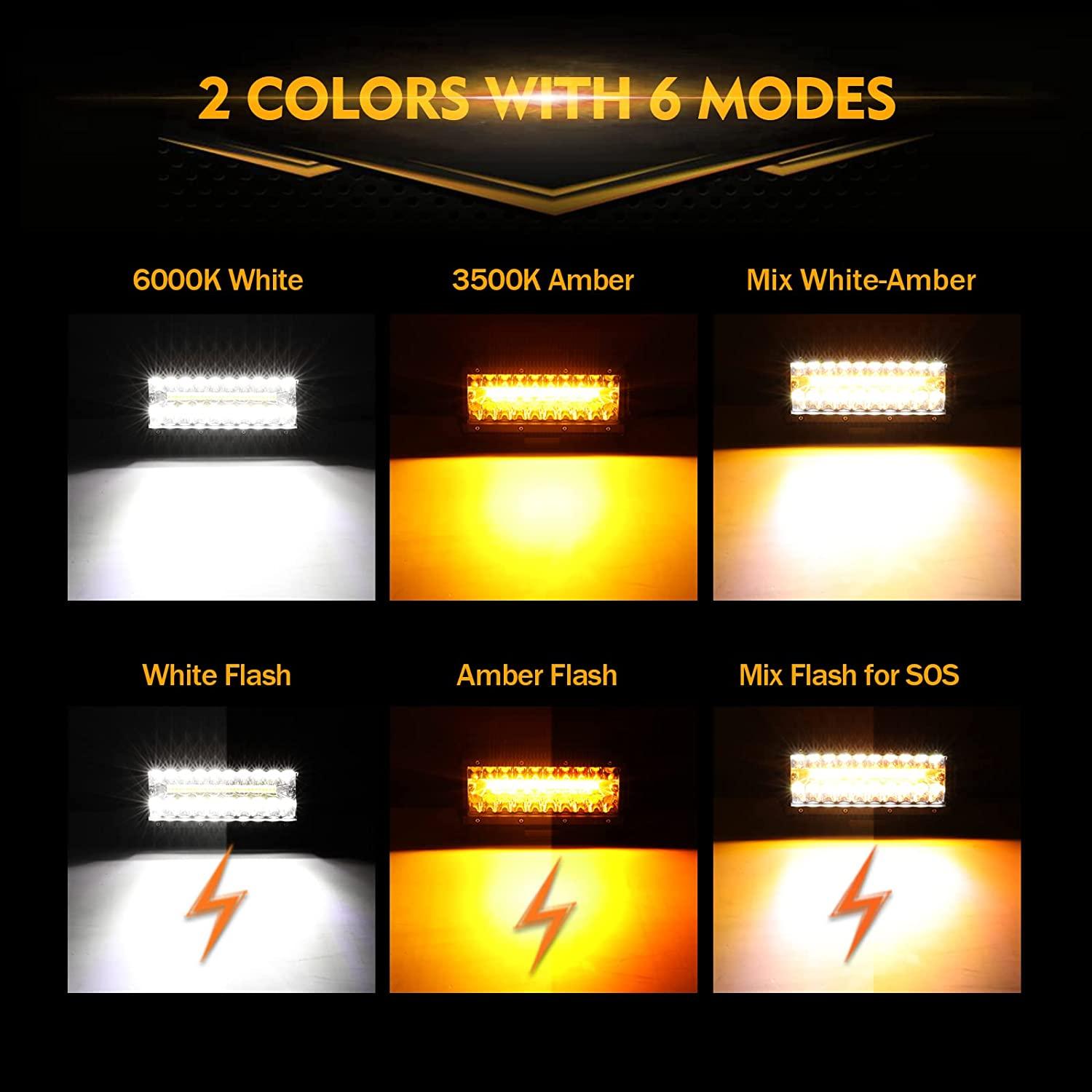 6 Modes Series 7 Inch 150W White&Amber LED Light Bar