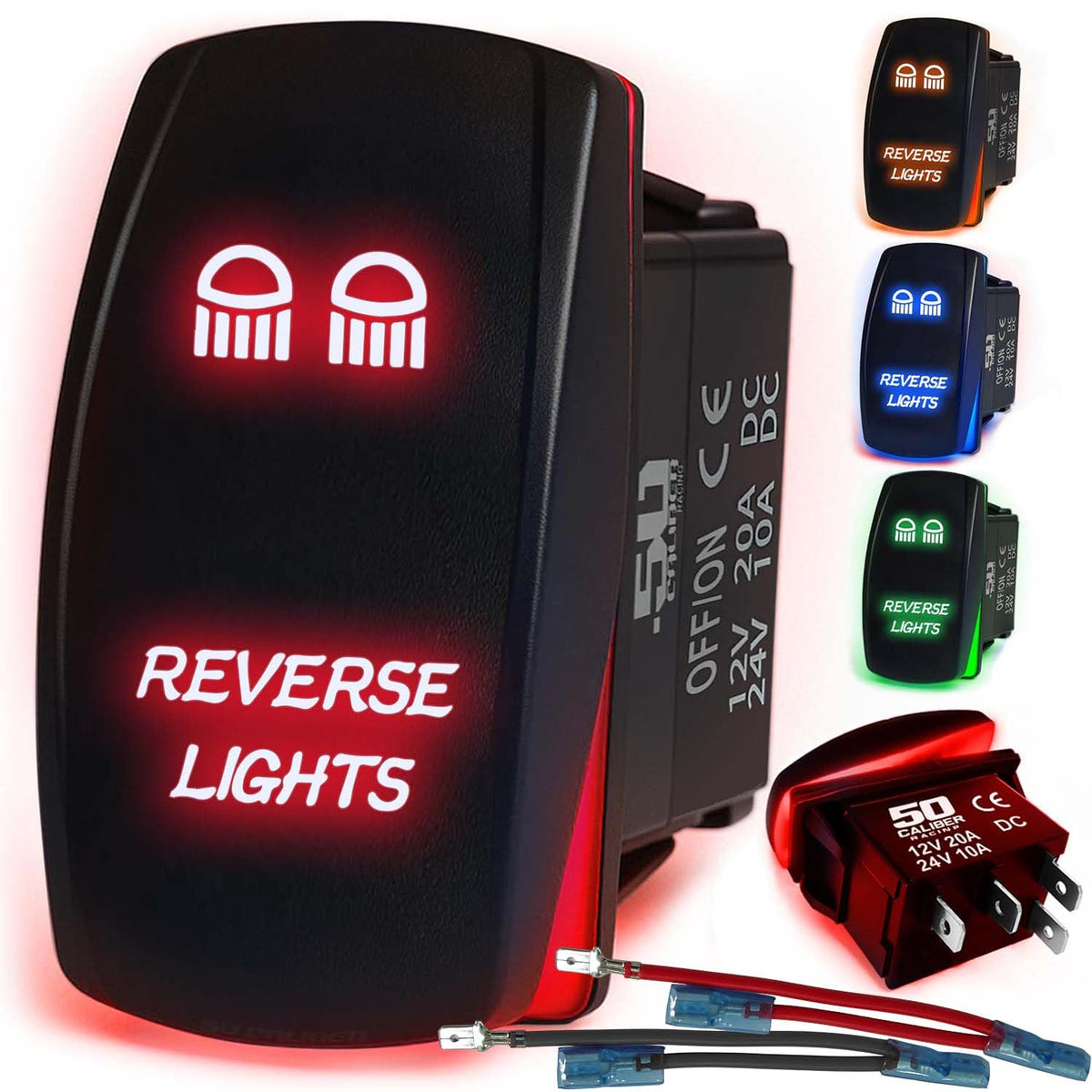 Waterproof Rocker Switch 12v ON/Off, LED Backlit with Etched Design w/Toggle Switch 12v - UTV, Auto, Boat 20A Variation