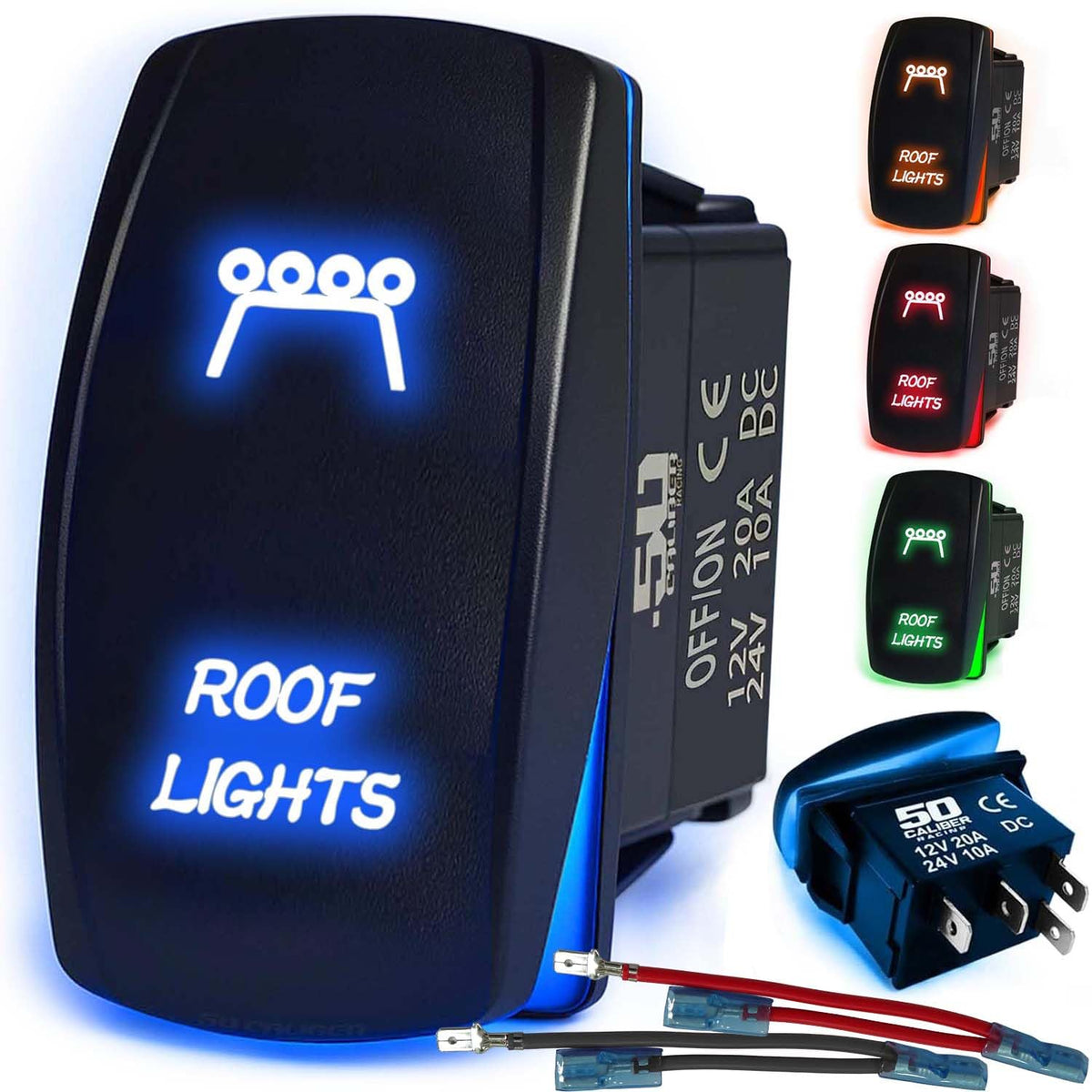 Waterproof Rocker Switch 12v ON/Off, LED Backlit with Etched Design w/Toggle Switch 12v - UTV, Auto, Boat 20A Variation