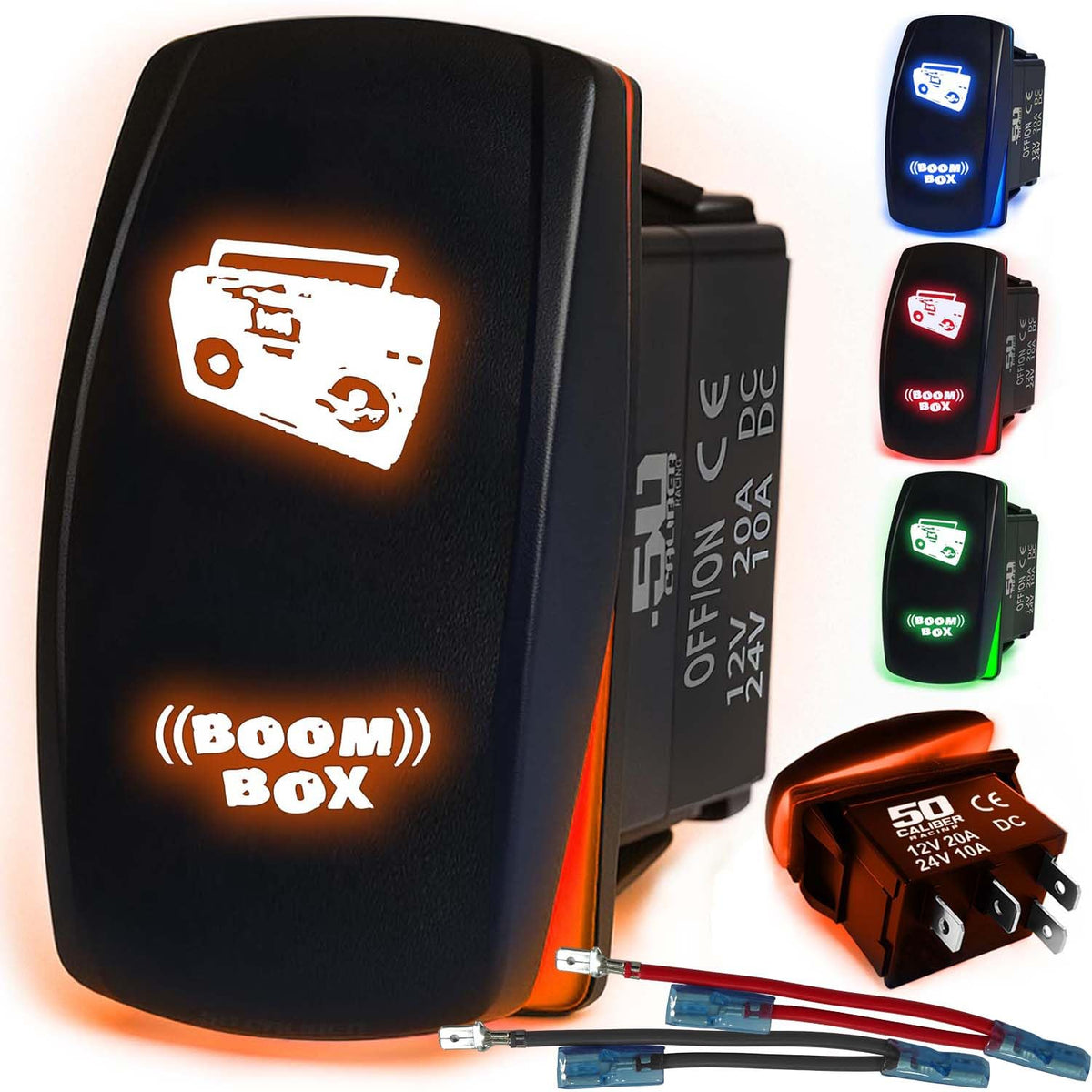 Waterproof Funny Rocker Switch 12v ON/Off, LED Backlit with Etched Design w/Toggle Switch 12v - UTV, Auto, Boat 20A Variation