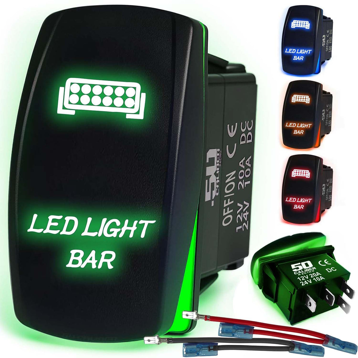 Waterproof Rocker Switch 12v ON/Off, LED Backlit with Etched Design w/Toggle Switch 12v - UTV, Auto, Boat 20A Variation