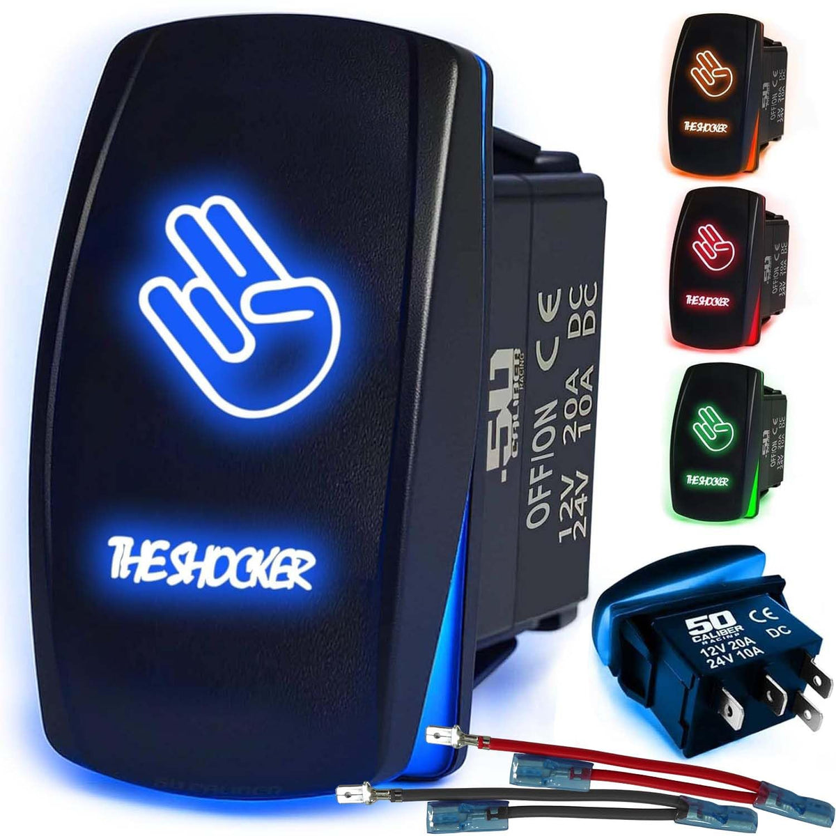 Waterproof Funny Rocker Switch 12v ON/Off, LED Backlit with Etched Design w/Toggle Switch 12v - UTV, Auto, Boat 20A Variation