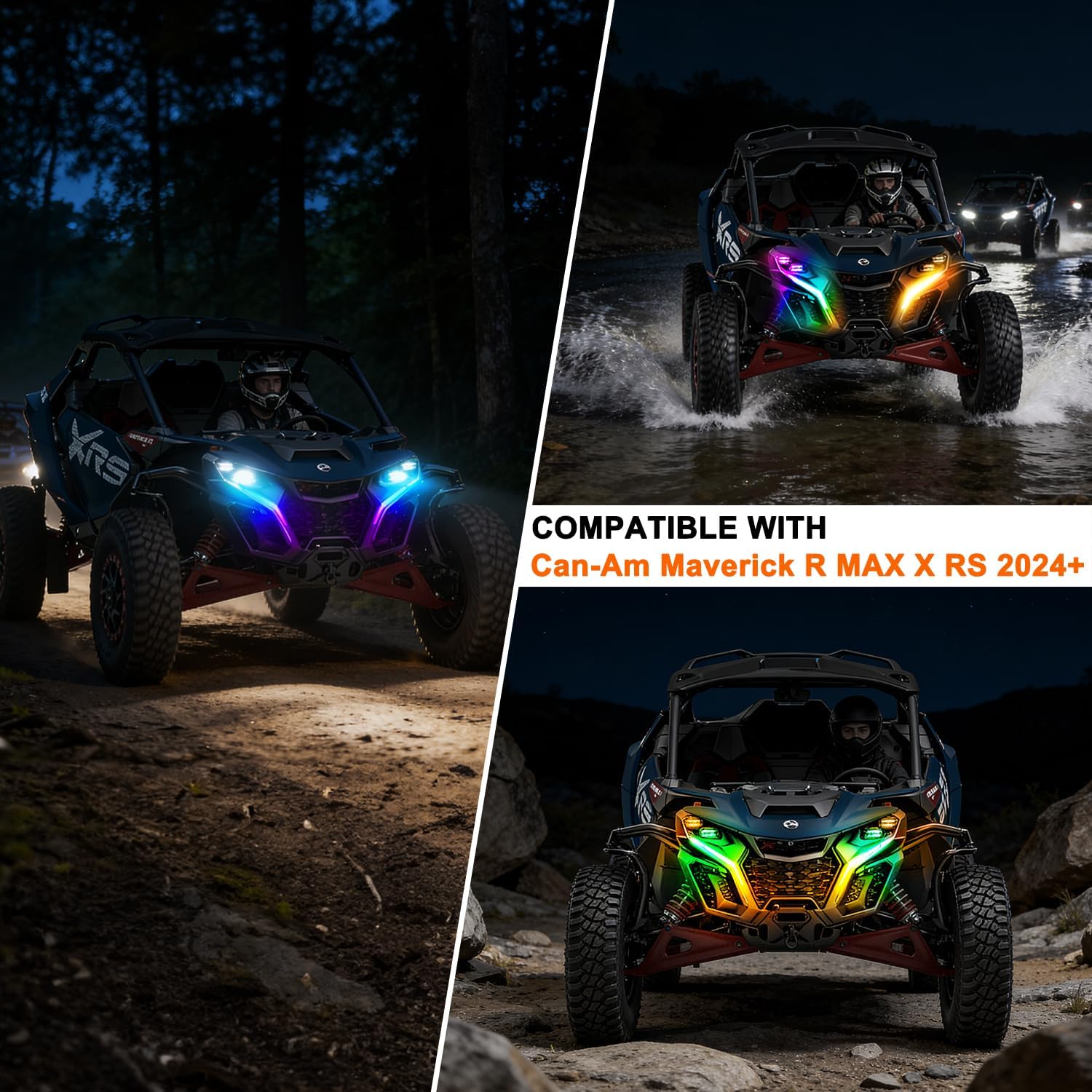 Tavaray RGB LED Fang Lights for Can-Am Maverick R 2024-2026 APP Control DRL Turn Signal Music Sync Kit