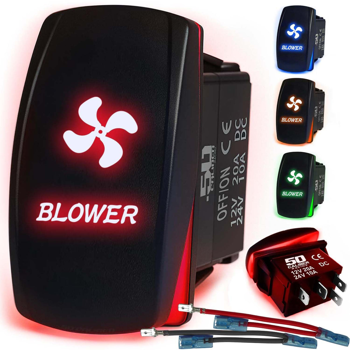 Waterproof Rocker Switch 12v ON/Off, LED Backlit with Etched Design w/Toggle Switch 12v - UTV, Auto, Boat 20A Variation