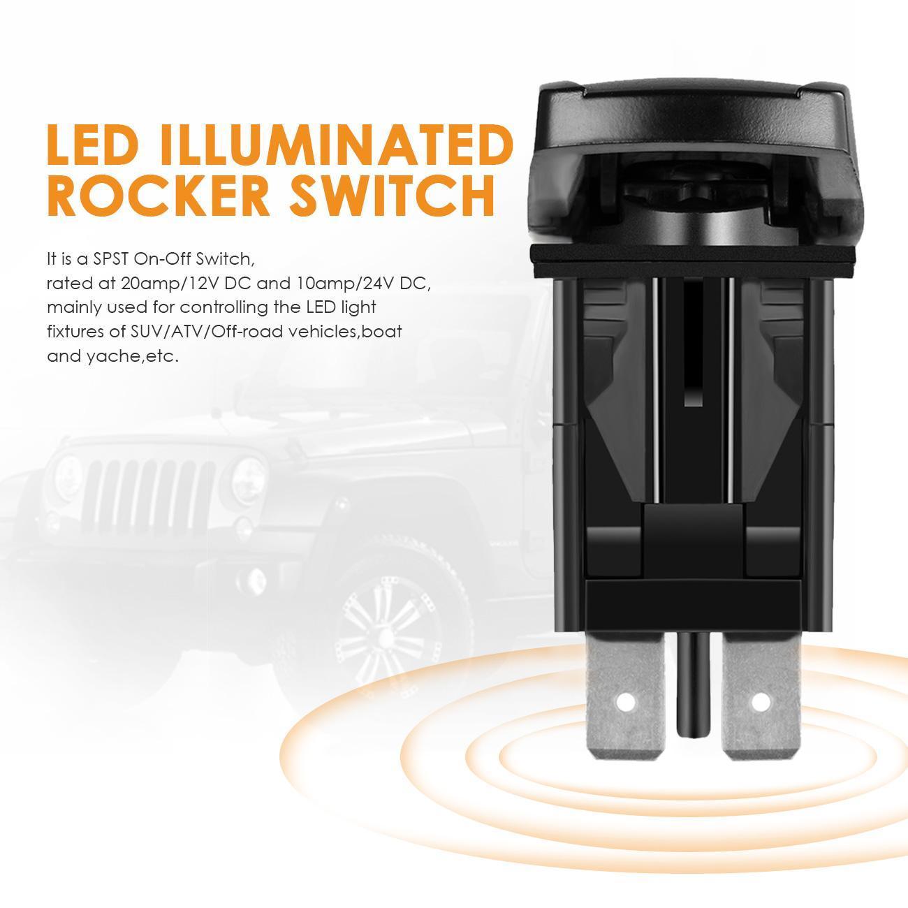 5 Pin Laser On/Off switches 20A/12V 10A/24V Switch with Jumper Wires Set for Cars,Trucks,RVs