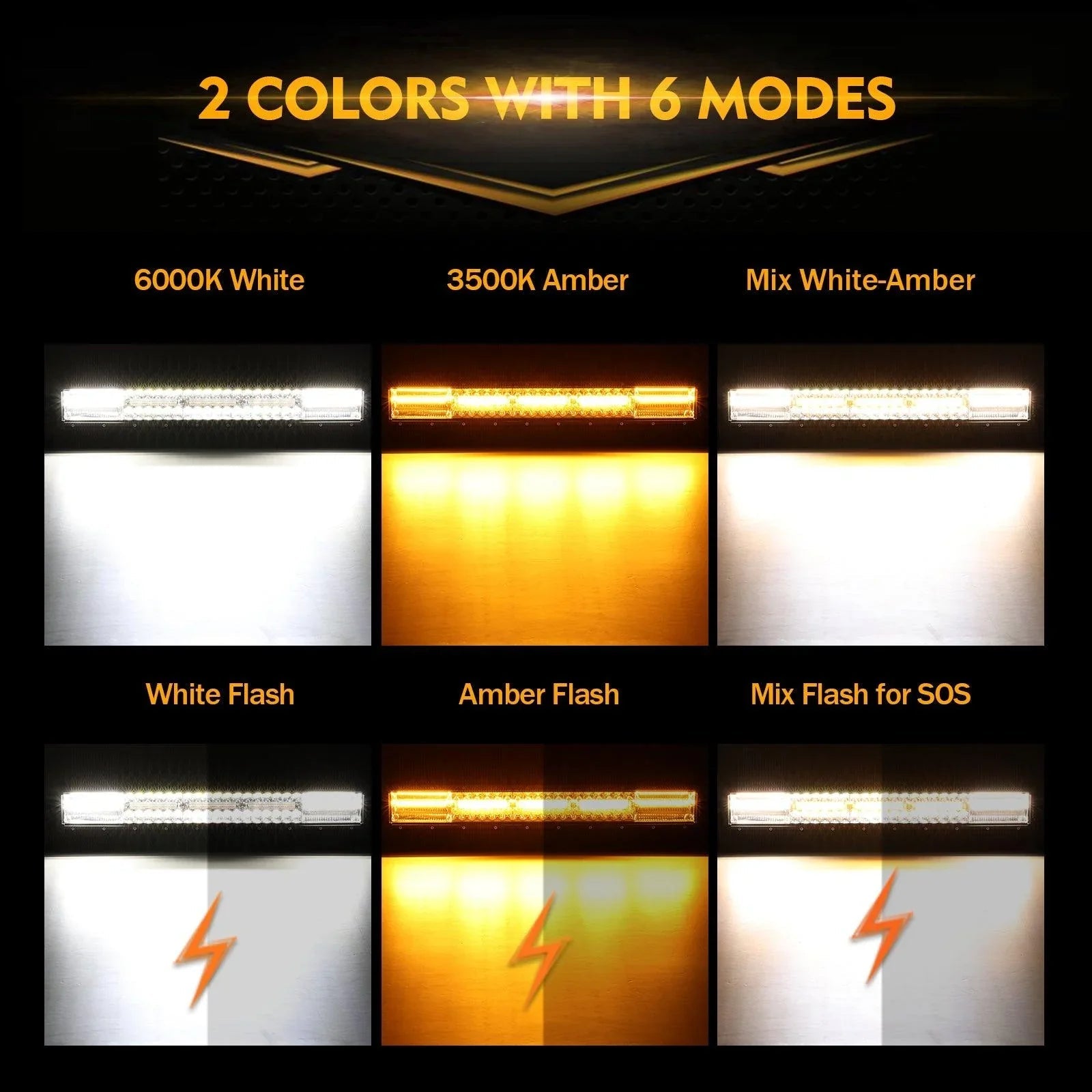 6 Modes Series Amber and White LED Light Bars