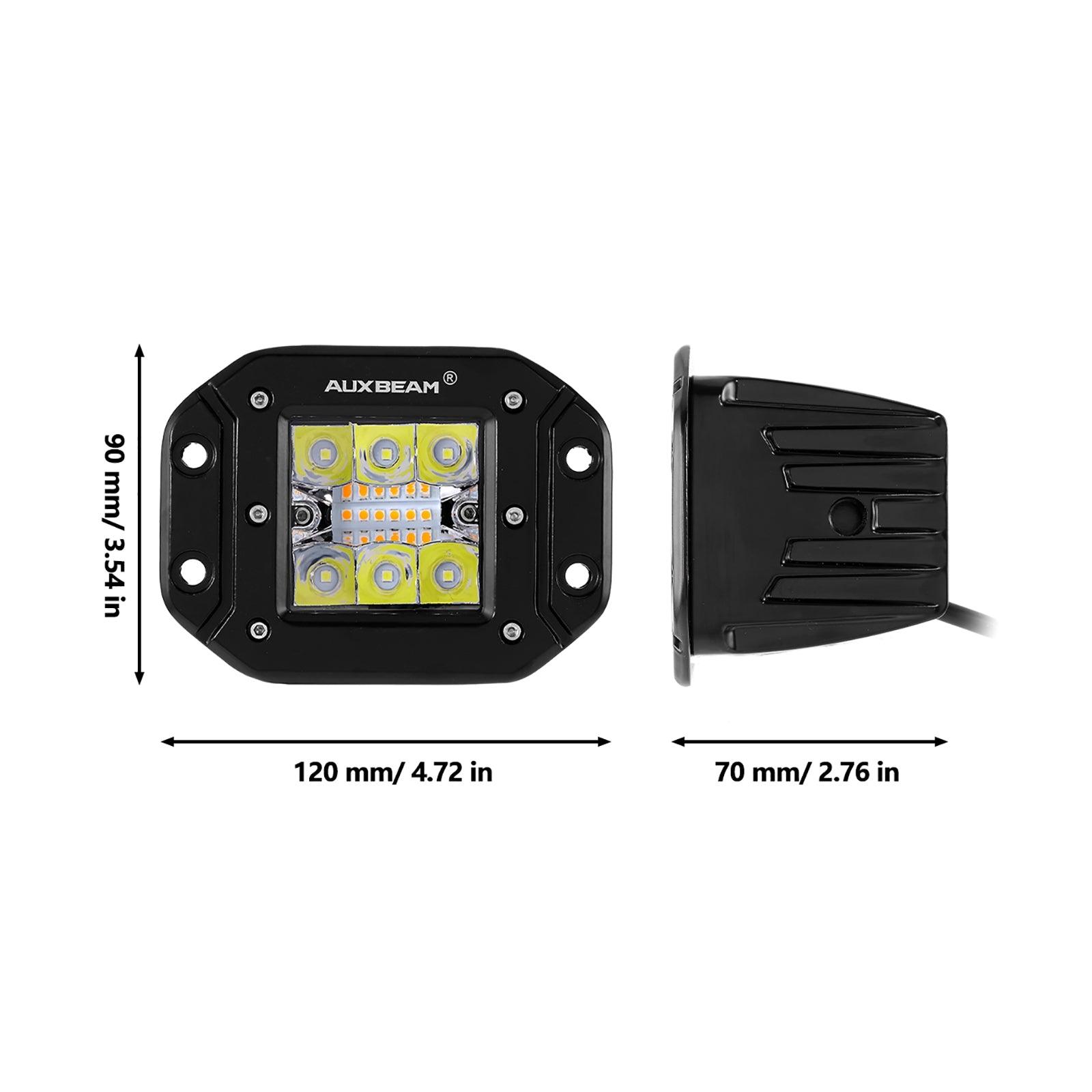 (2pcs/set) 3 inch 72W 6 Modes White&Amber LED Working Light for SUV ATV UTV Trucks Pickup Boat