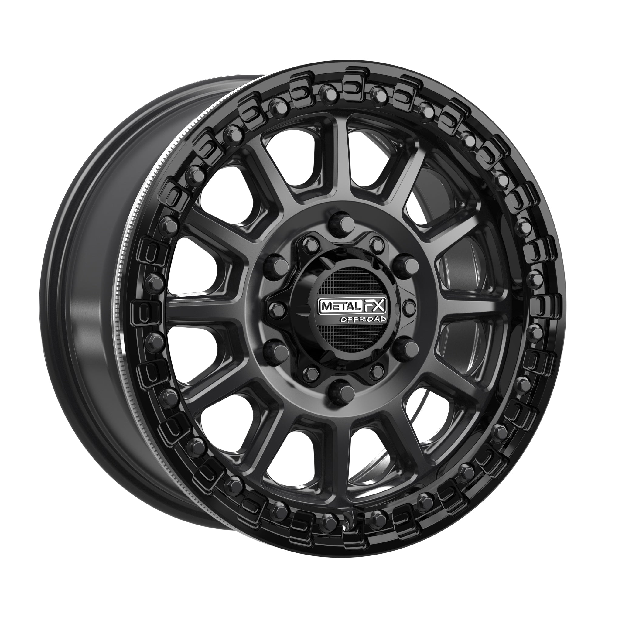Rampage 6R Beadlock | Satin Black w/ Gloss Black Ring