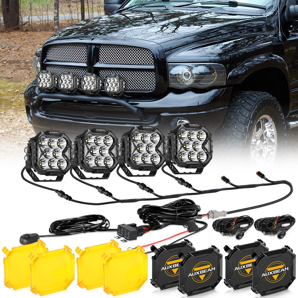CUBE-Z Series 4 Inch LED Pod Lights Off Road Lights with White DRL & Amber Turn Signal Lights