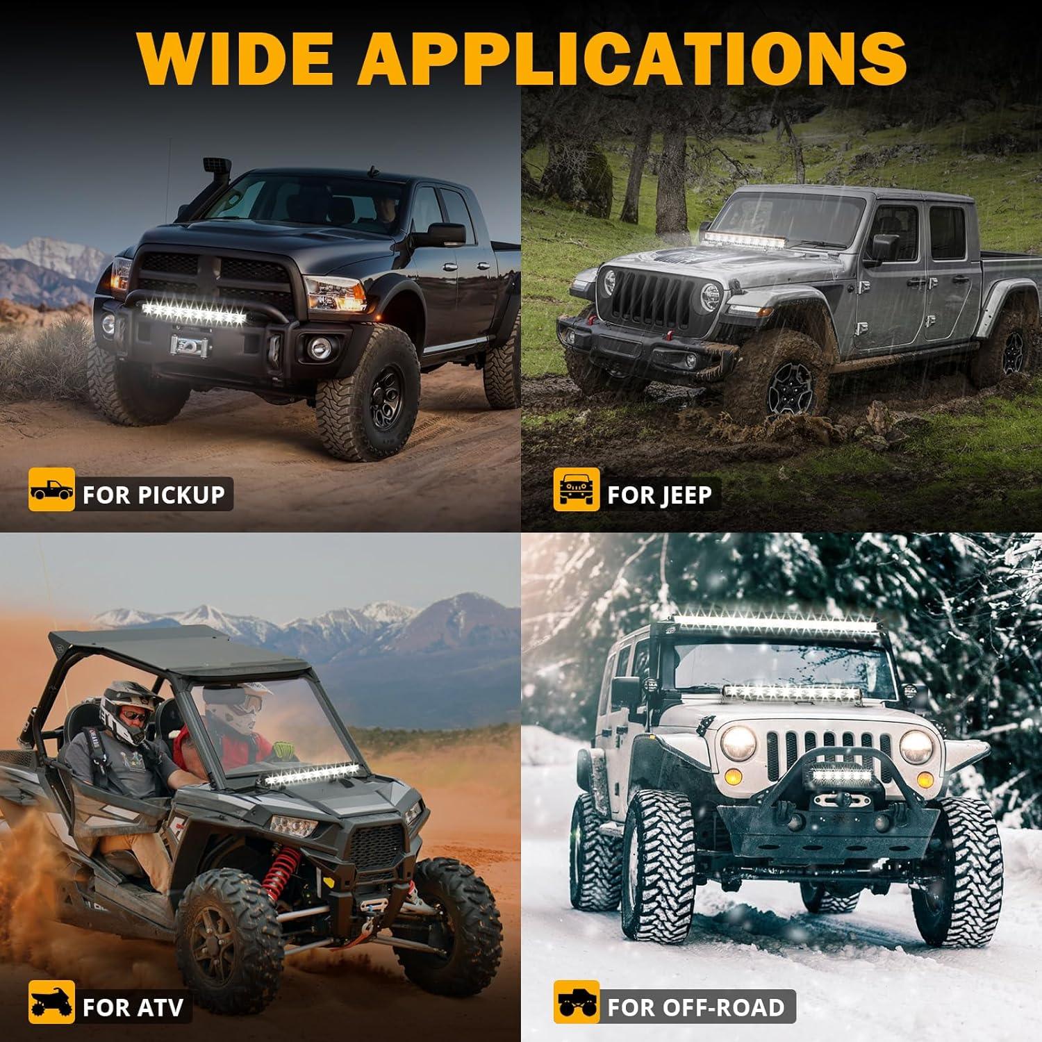 SP-DRL Series 22 Inch 114W 12440LM Single Row Off Road LED Light Bar With Amber&White DRL