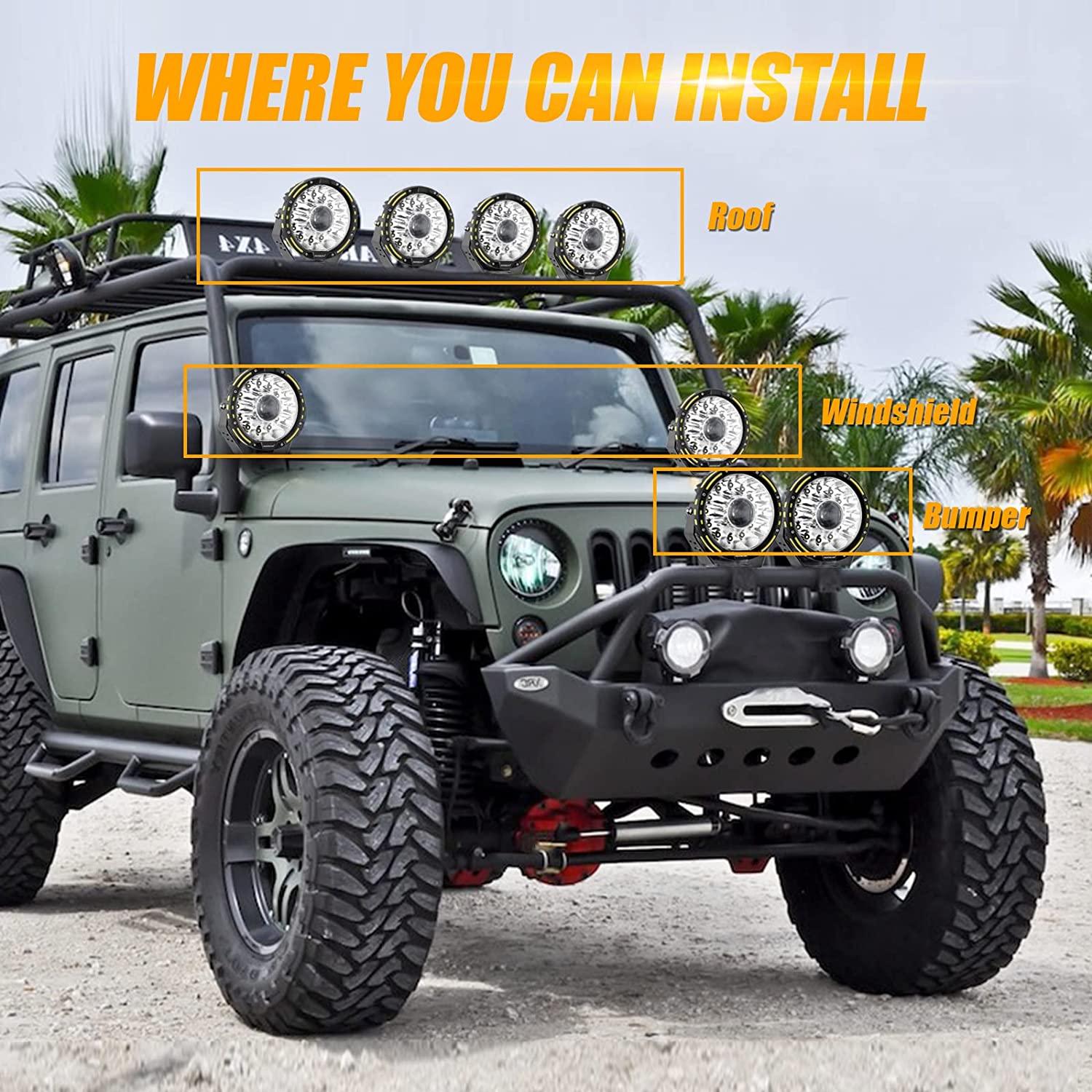 (2pcs/4pcs set) 7 Inch 230W 33332LM 360-PRO Series Custom Lens Offroad LED Driving Lights for 2008 Chevy Silverado 1500 Chevy Silverado 2500 3500