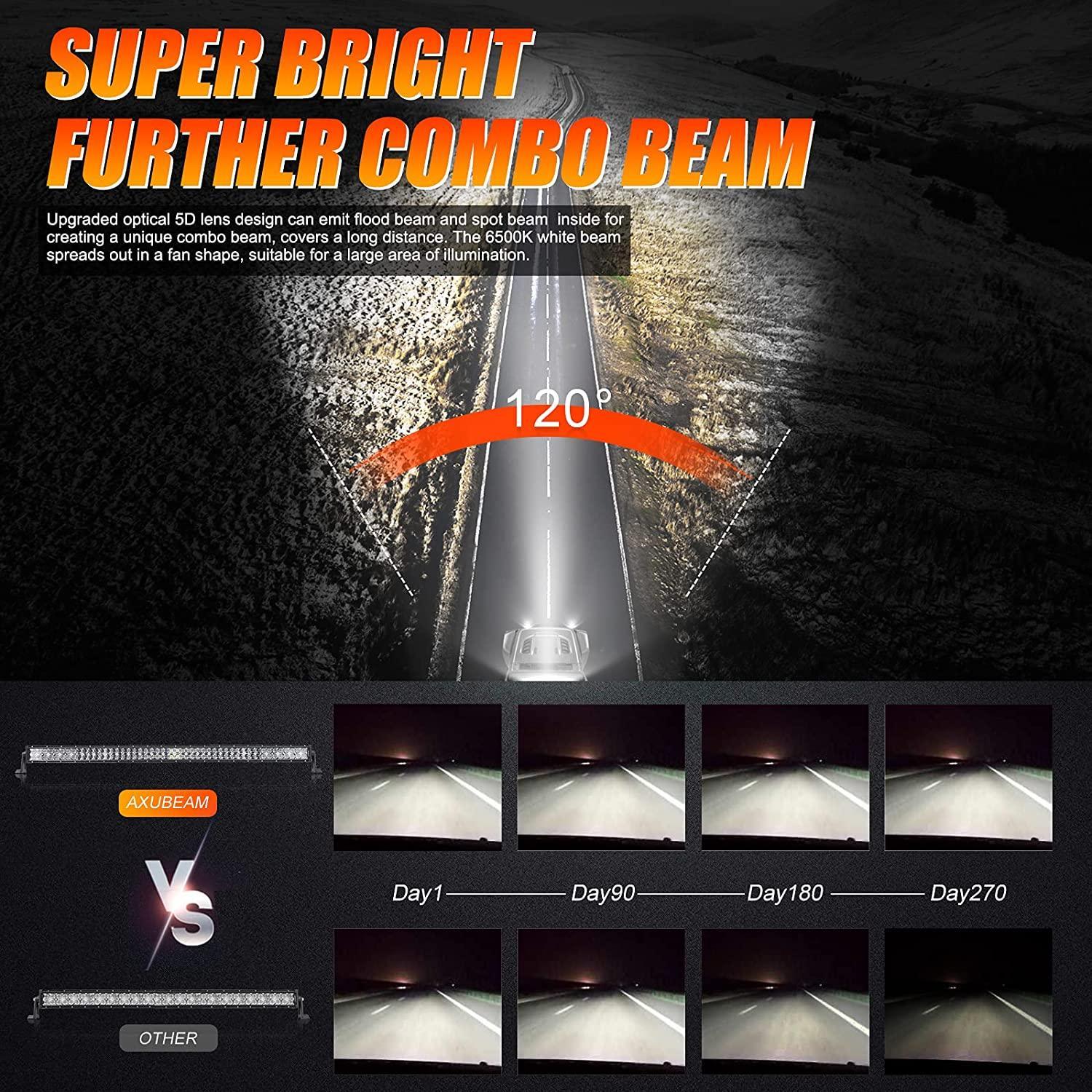5D Series 22 Inch/32 Inch/42 Inch/50 Inch/52 Inch Combo Beam Straight/Curved Double Row LED Light Bar