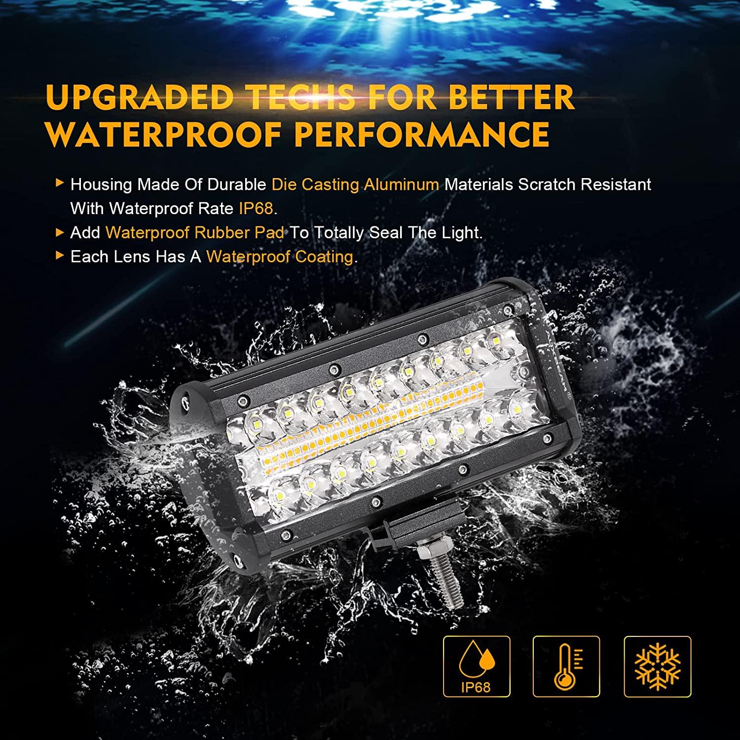 6 Modes Series 7 Inch 150W White&Amber LED Light Bar