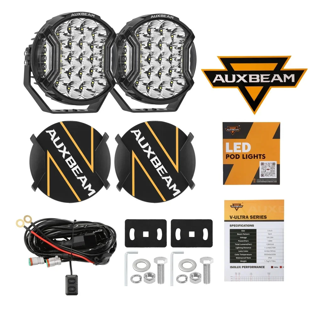 V-ULTRA Series | 9 Inch 300W LED Side Shooter White Driving Lights with Amber DRL