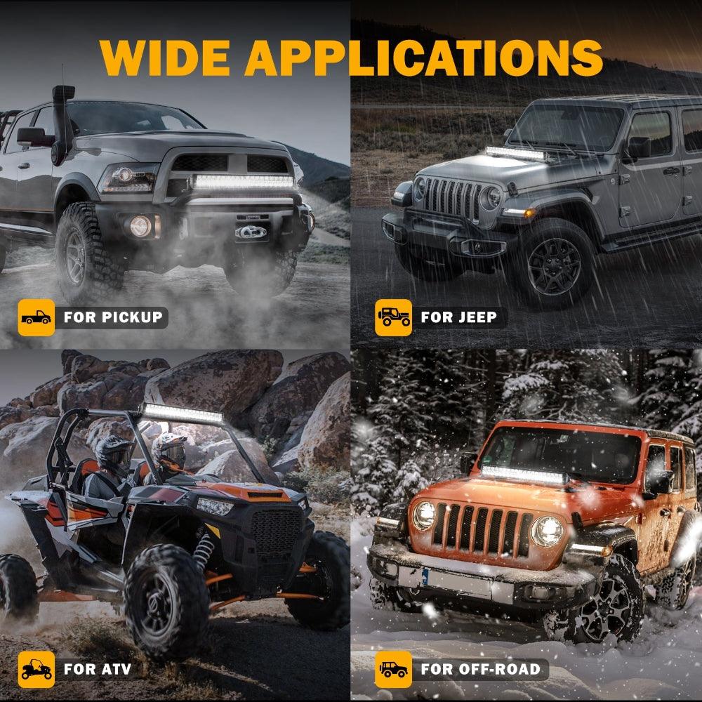 SP-basic Series 12 Inch/22 Inch/32 Inch/42 Inch/52 Inch Double Row Off Road LED Light Bar Without Amber&White DRL